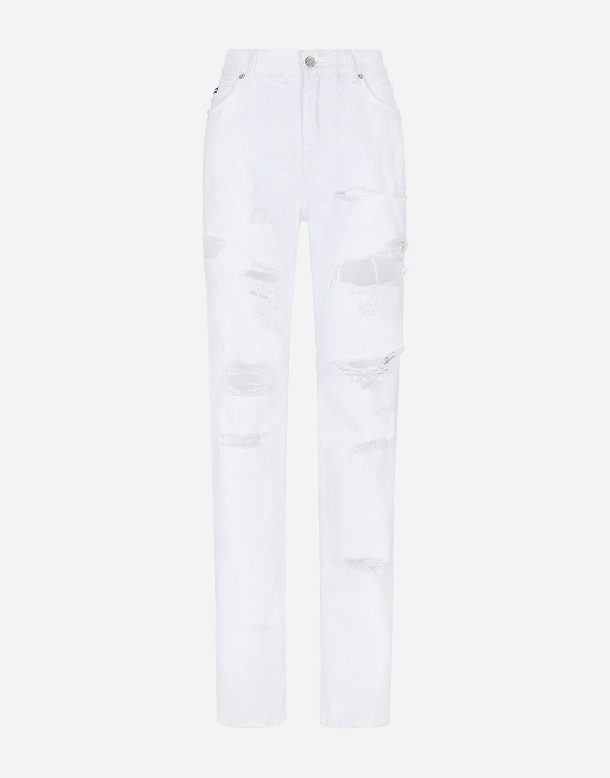 Shop Dolce & Gabbana Boyfriend Jeans With Rips In Multicolor