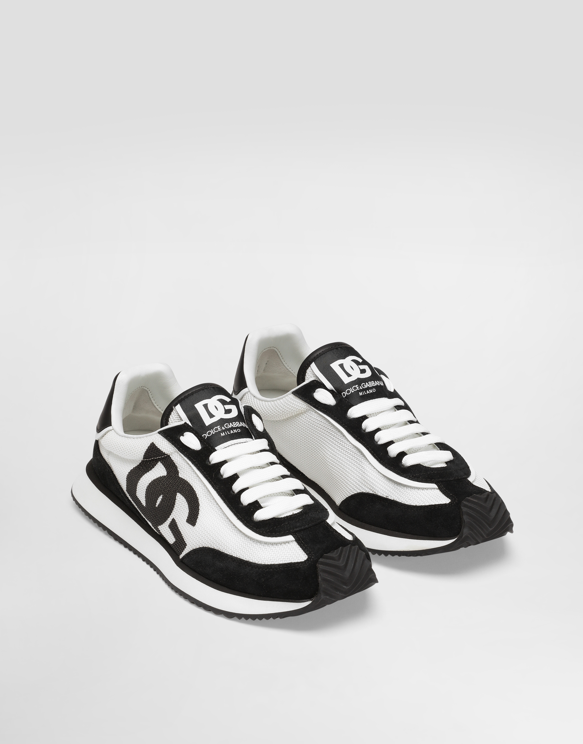 Dolce & Gabbana Multicolor Mesh And Split Leather Cushion Sneakers In Black
