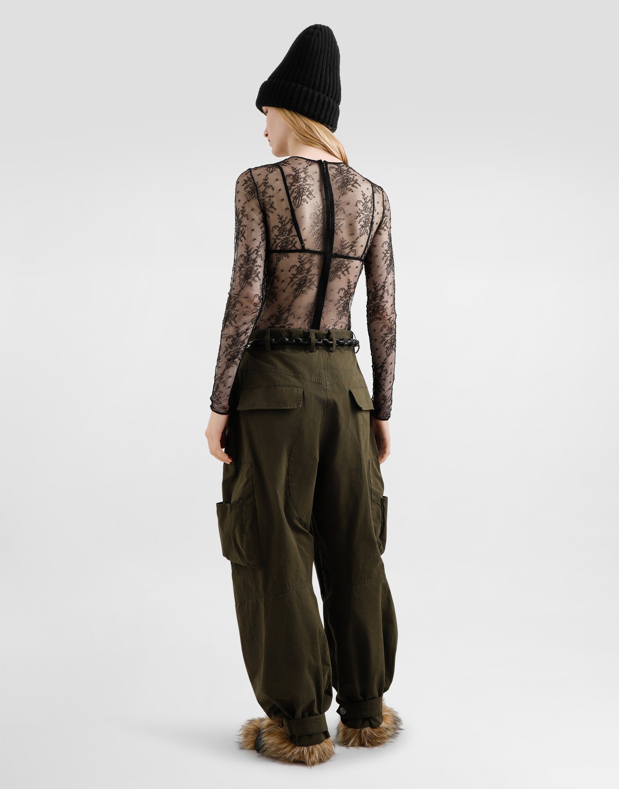 Dolce & Gabbana Waxed Faille Cargo Pants In Green