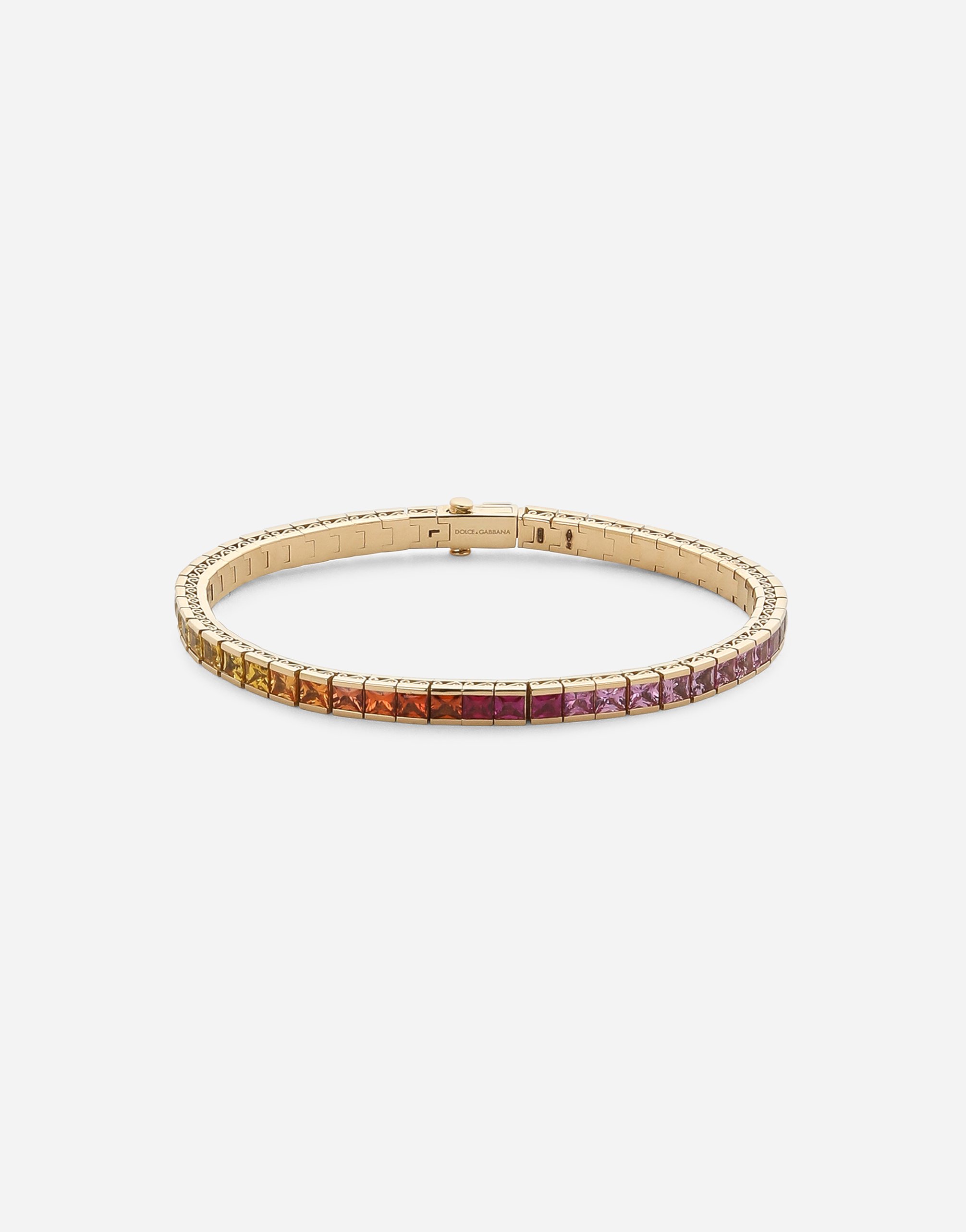 Dolce & Gabbana Tennis Bracelet In Yellow Gold 18kt With Multicolor Sapphires