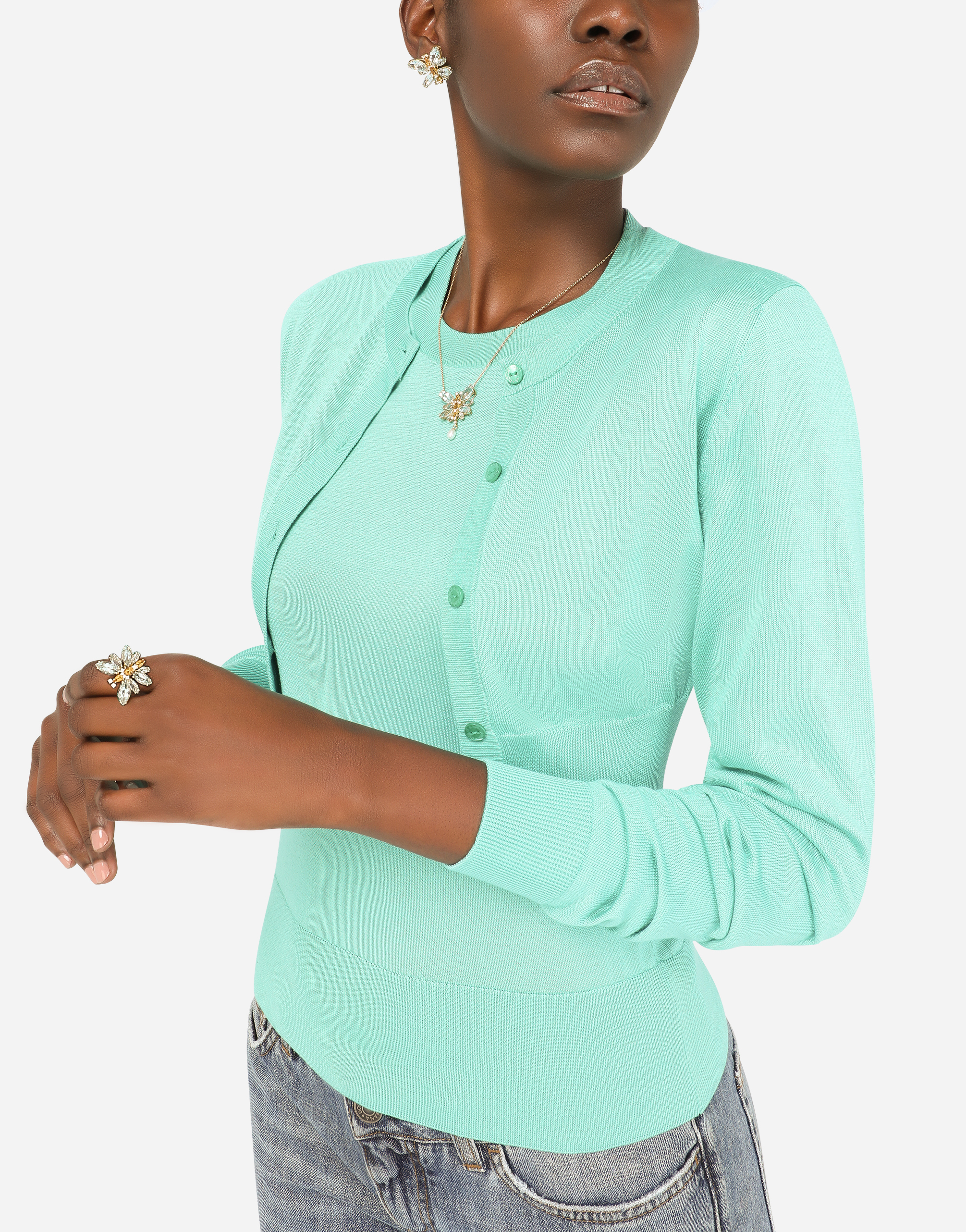 DOLCE & GABBANA SPRING RING IN YELLOW 18KT GOLD WITH AQUAMARINE BUTTERFLY