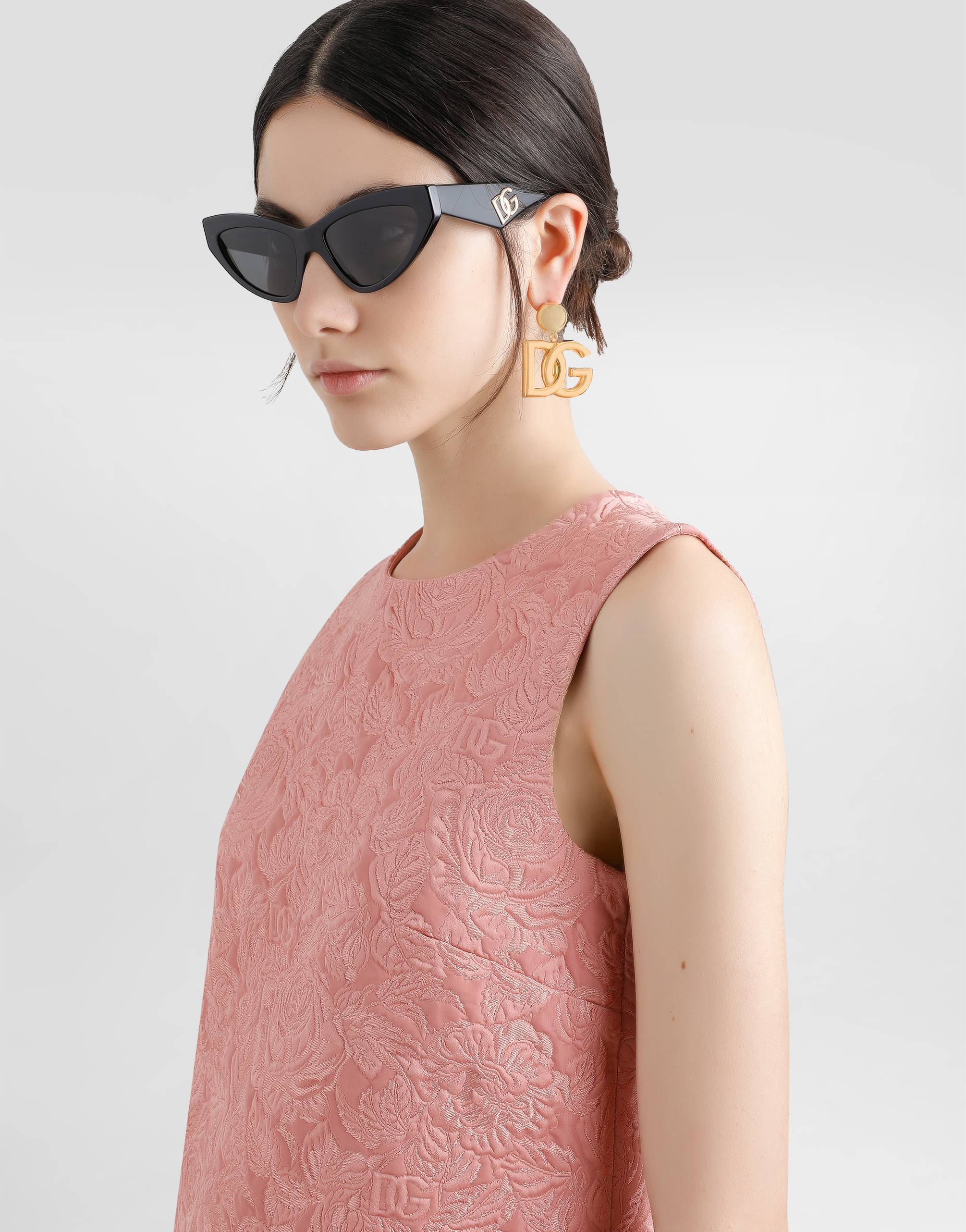 Dolce & Gabbana Floral Lace Overlay Dress With Scalloped Hem