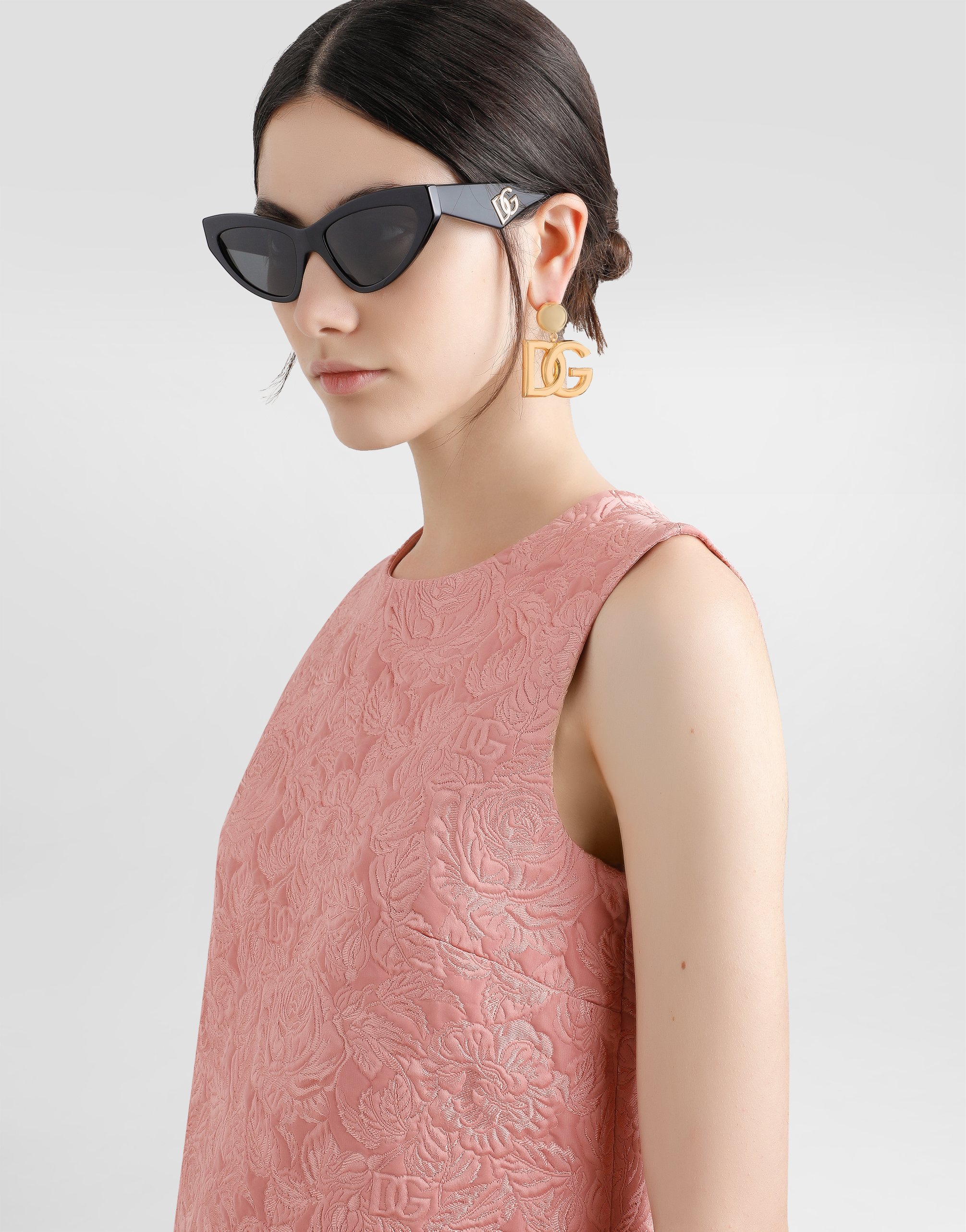 Dolce & Gabbana Floral Lace Overlay Dress With Scalloped Hem