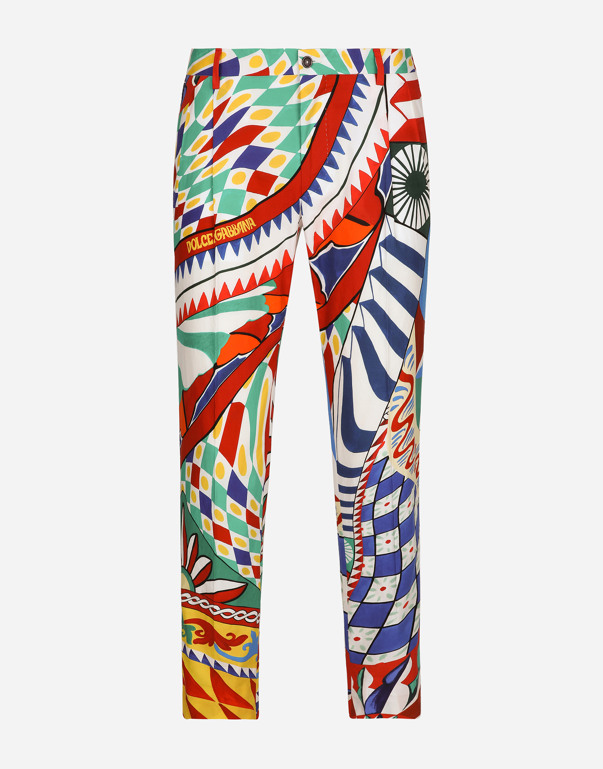 DOLCE & GABBANA CARRETTO-PRINT POPLIN PANTS