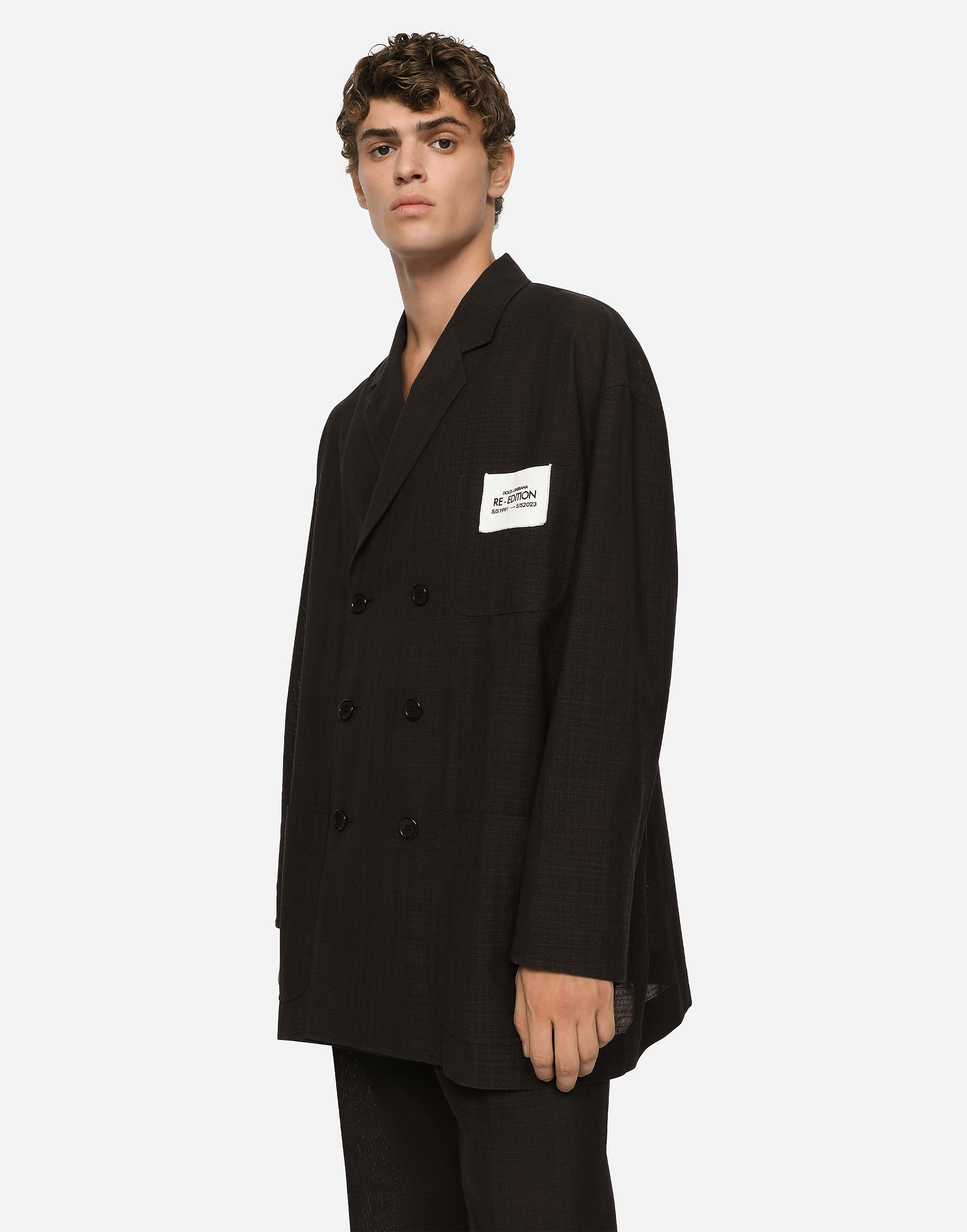 DOLCE & GABBANA OVERSIZE DOUBLE-BREASTED TECHNICAL COTTON JACKET