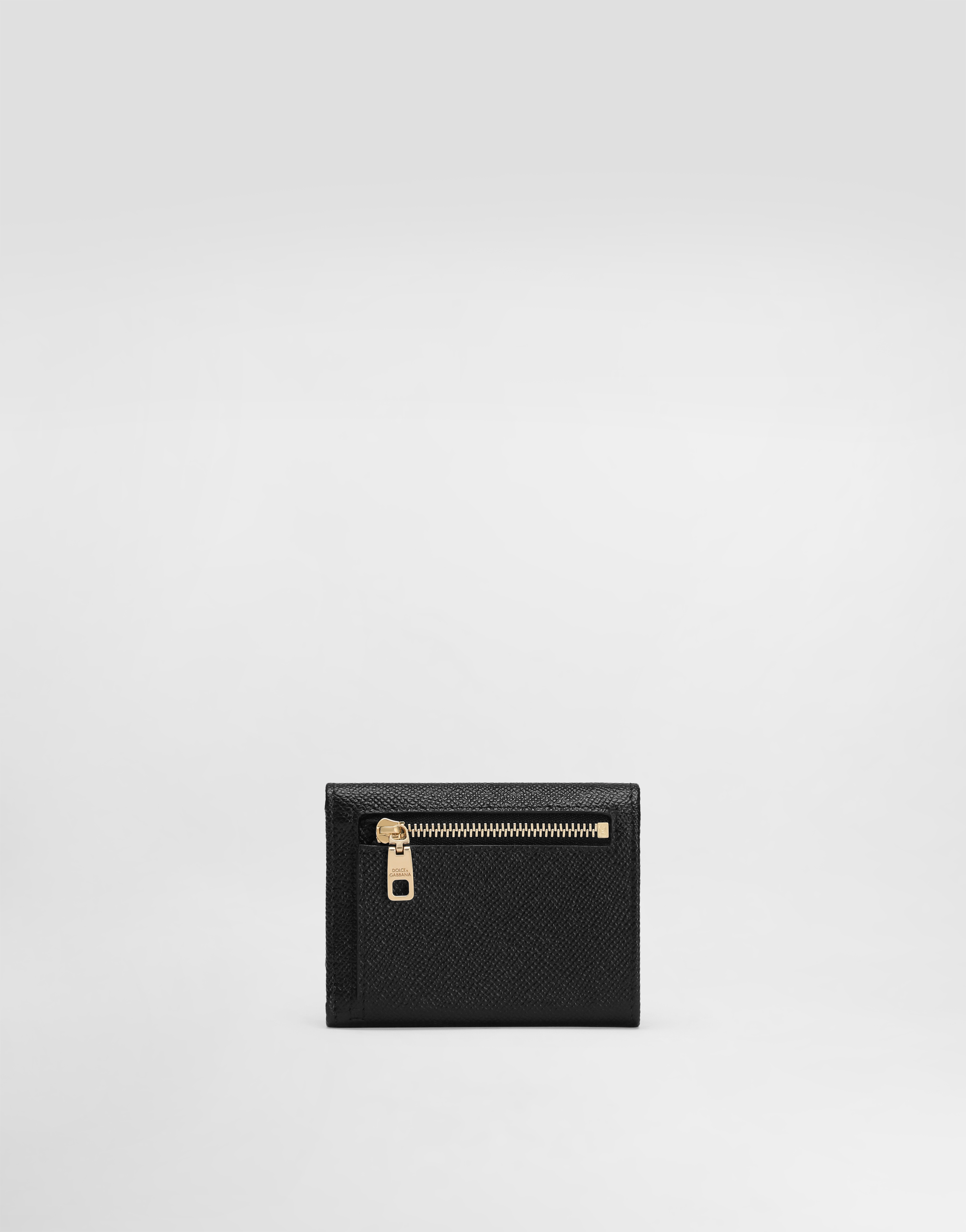 Dolce & Gabbana Dauphine Calfskin Wallet With Branded Plate In Black