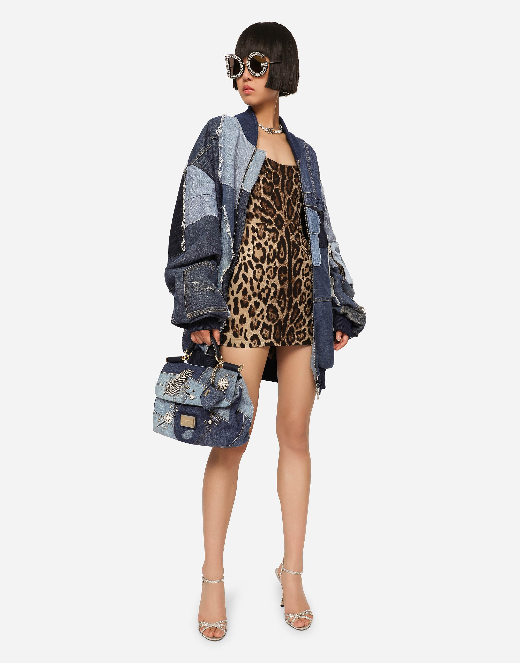 Shop Dolce & Gabbana Short Leopard-print Charmeuse Dress In Animal Print