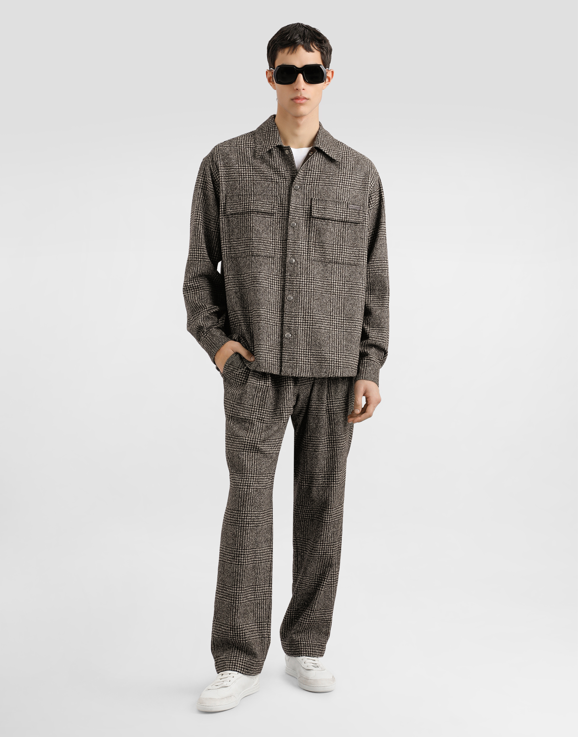 Dolce & Gabbana Glen Plaid Alpaca Blend Joggers In Gray