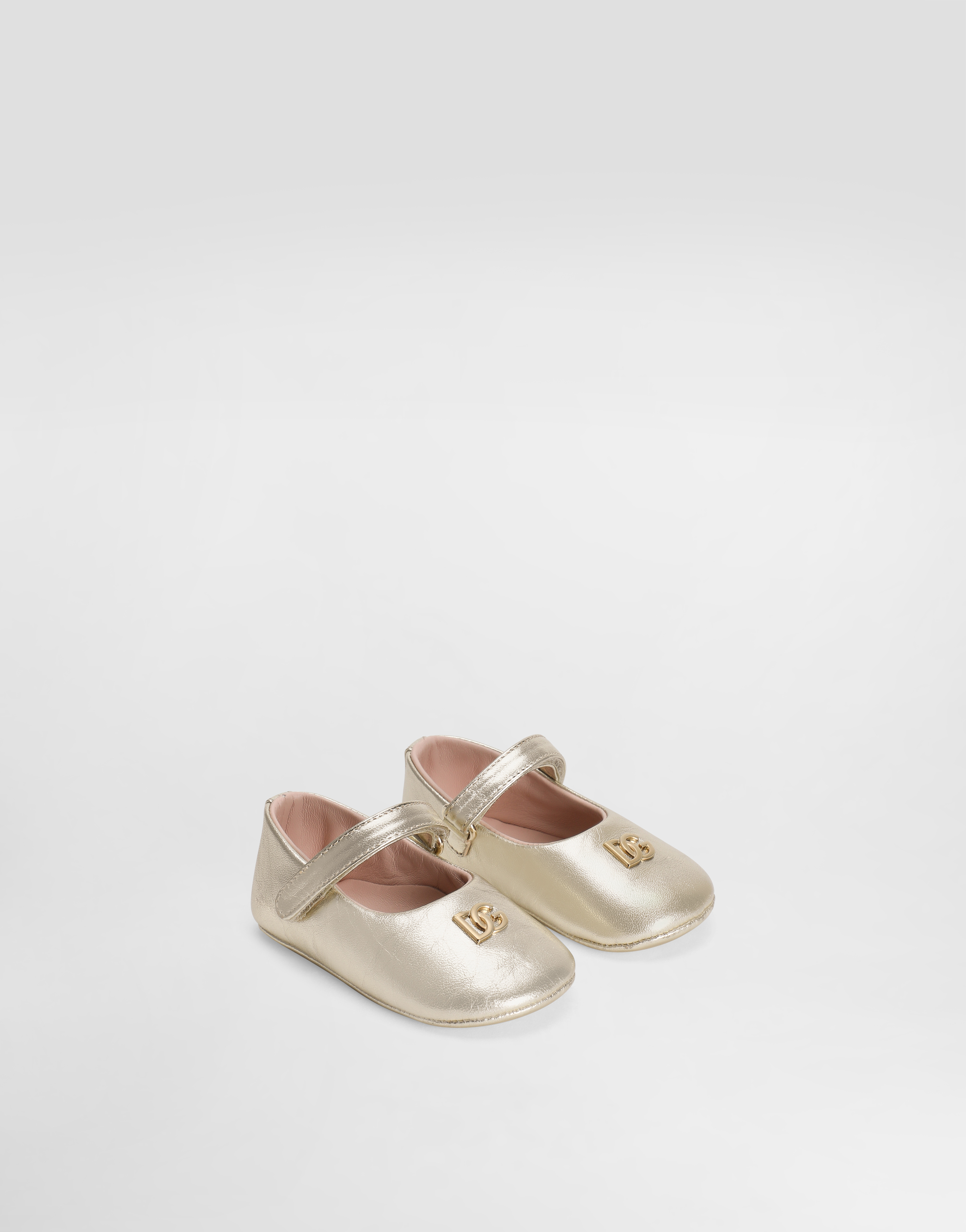  Dolce & Gabbana Dolce & Gabbana Laminated Nappa Leather Ballet Flats - Woman Newborn Girls' Shoes (16-20) Grey Leather 17 