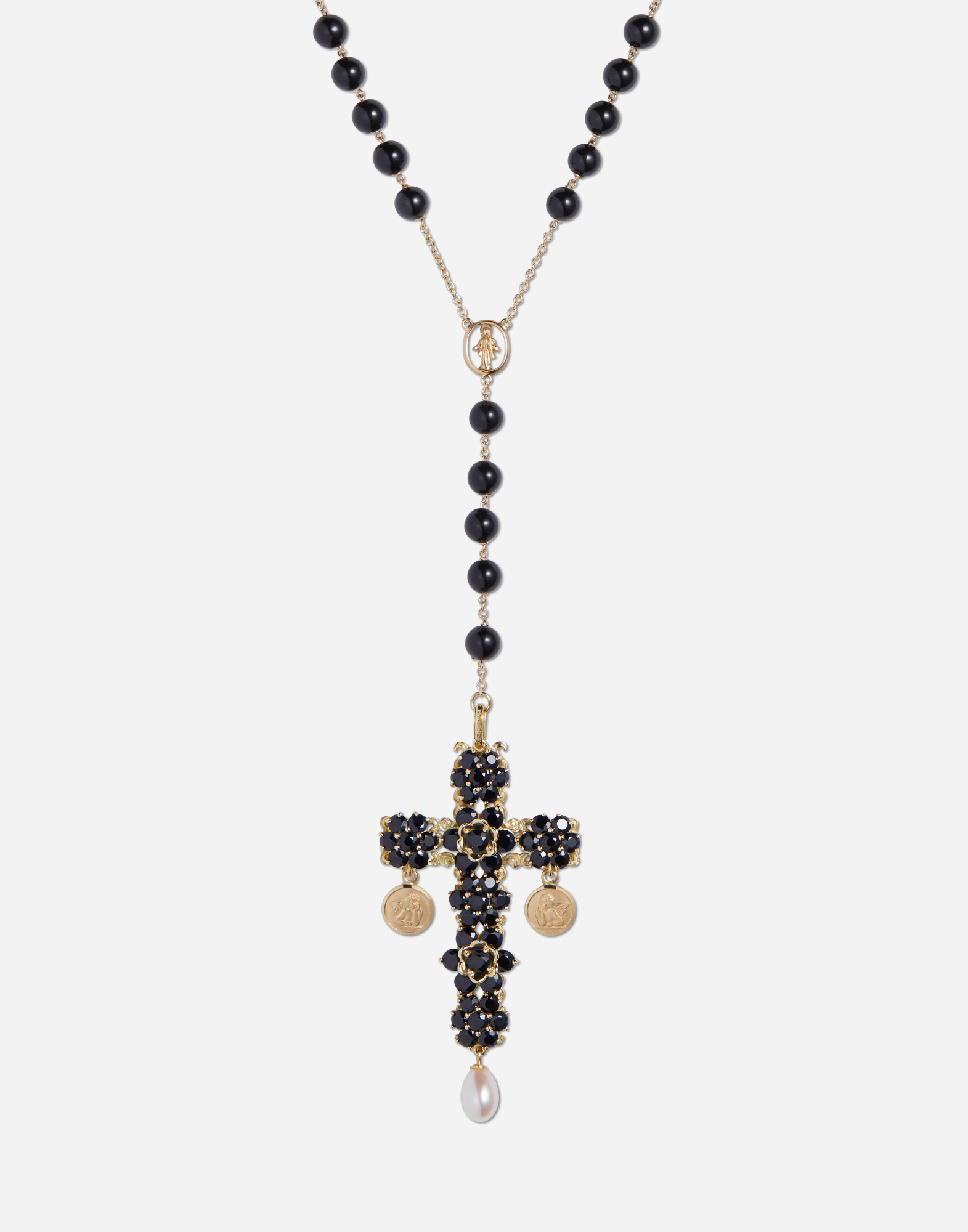 DOLCE & GABBANA TRADITION ROSARY IN YELLOW GOLD BLACK SAPPHIRES