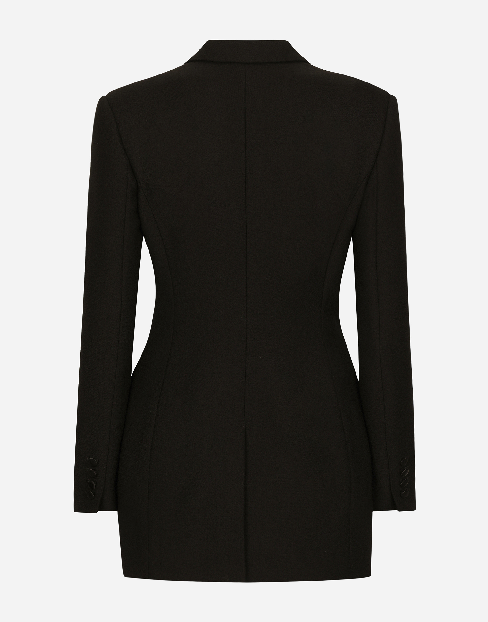 Shop Dolce & Gabbana Long Single-breasted Wool Cady Dolce-fit Jacket In Black