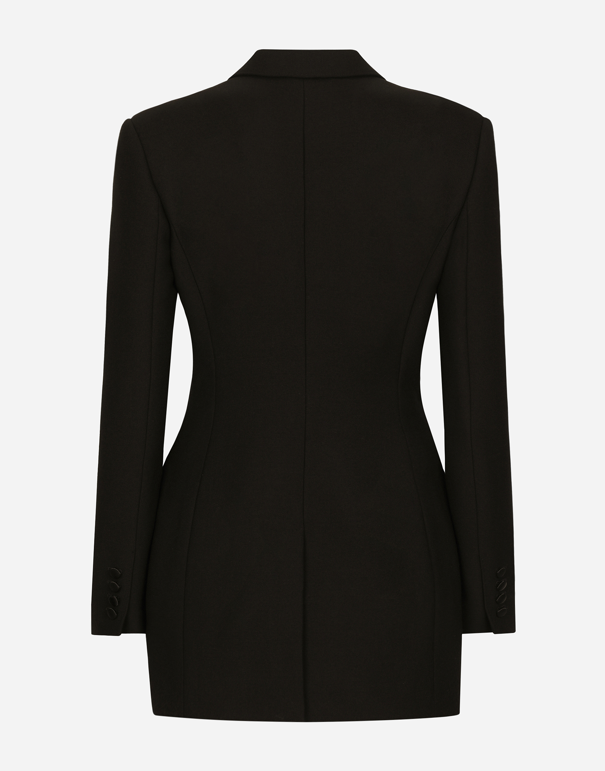 Dolce & Gabbana Giacca Dolce Lunga Monopetto In Cady Di Lana In Black