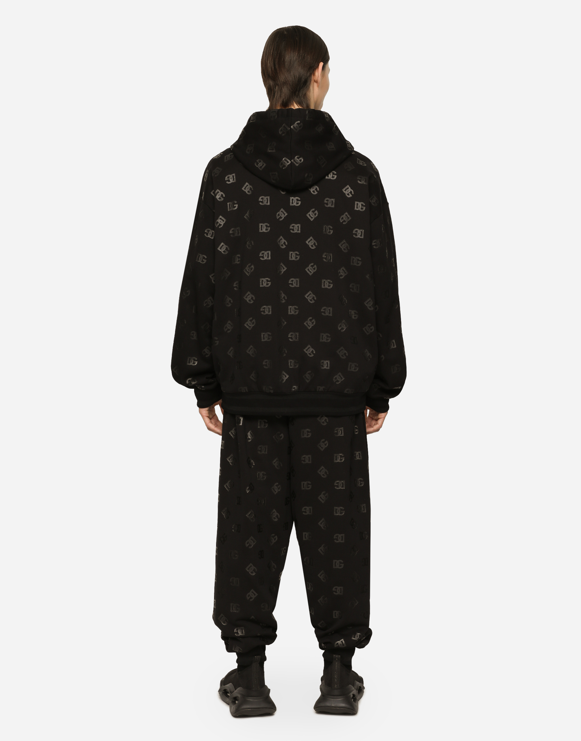 DOLCE & GABBANA JERSEY HOODIE WITH DG PRINT