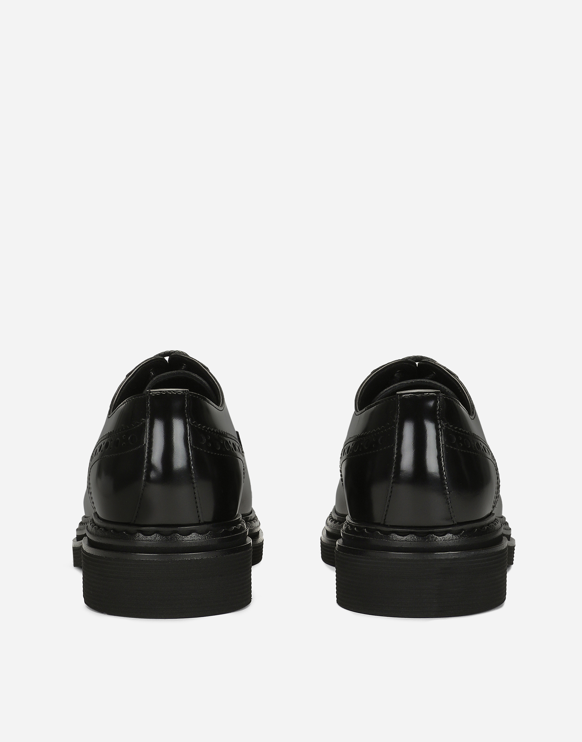 Dolce & Gabbana Day Classic Brushed Leather Brogue Shoes In Black