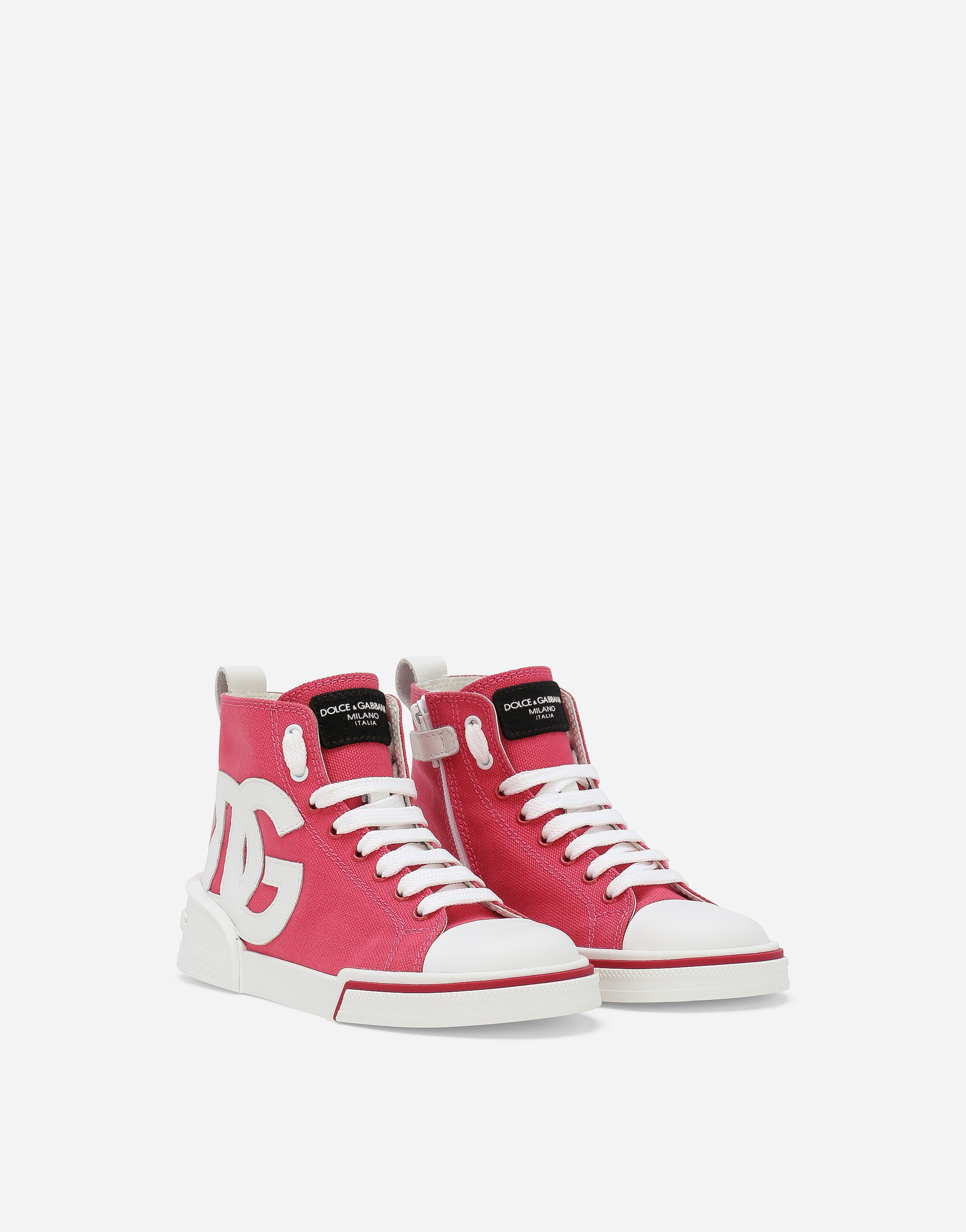 Shop Dolce & Gabbana Canvas Portofino Space High-top Sneakers In Pink