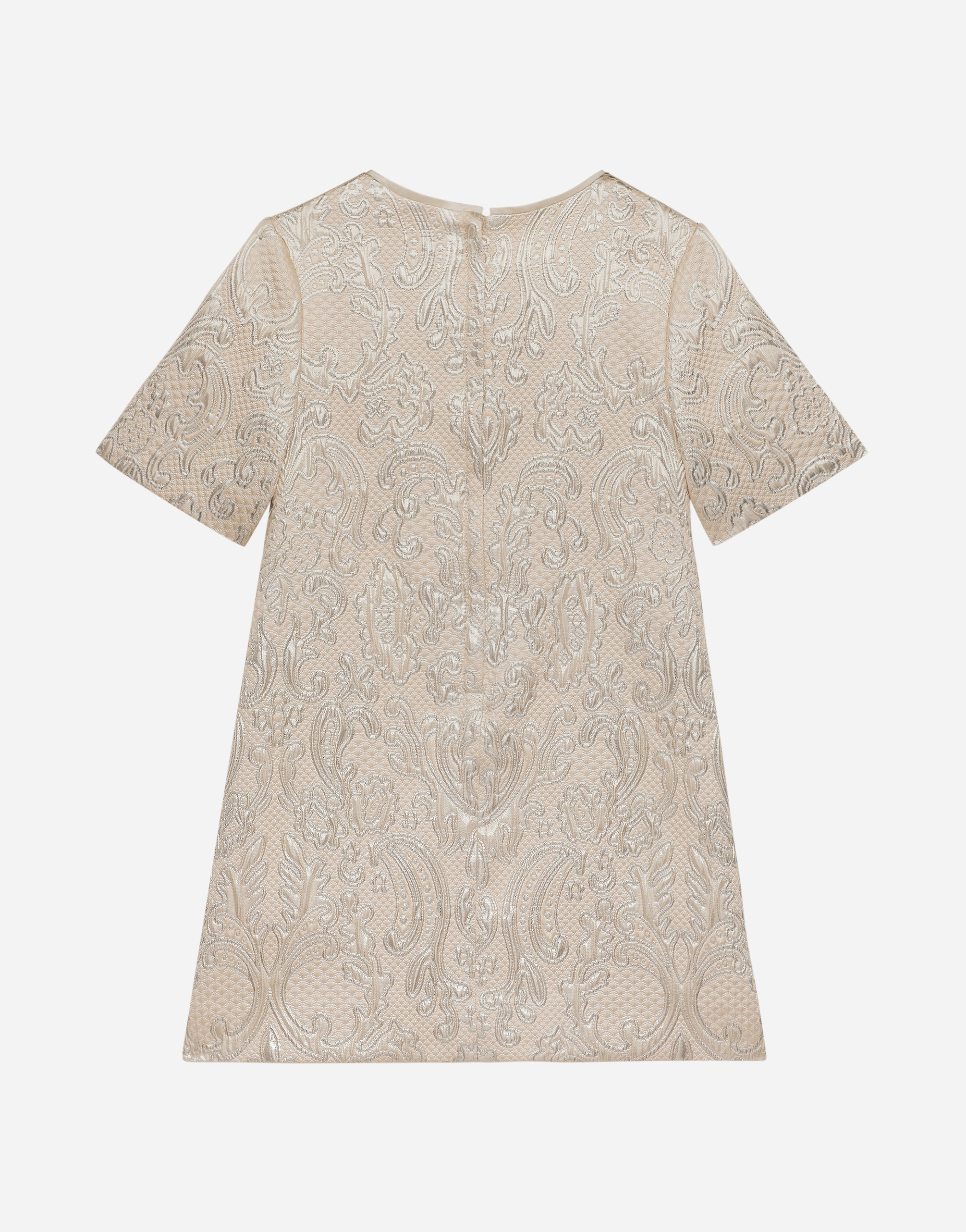 Shop Dolce & Gabbana Short-sleeved Brocade Dress In Gold
