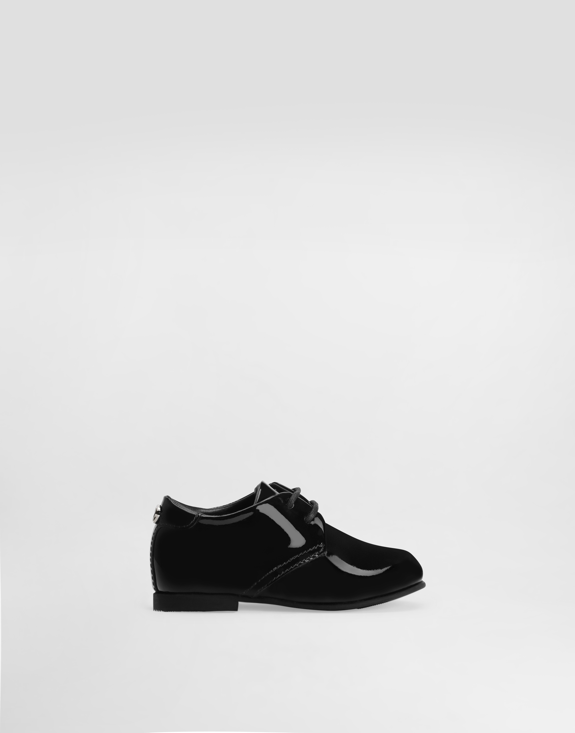 DOLCE & GABBANA ダブルバックルシューズ ブラックのボーイズ シャイニーカーフスキン ダービーシューズ