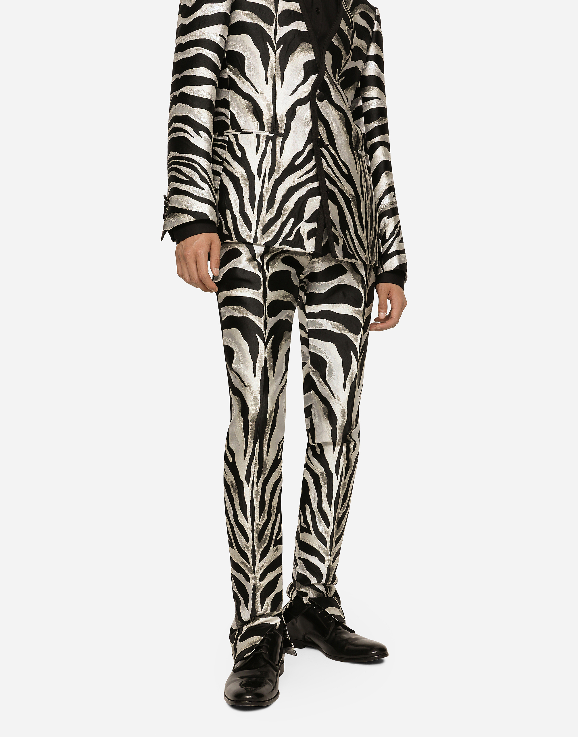 DOLCE & GABBANA LAMÉ JACQUARD PANTS WITH ZEBRA DESIGN