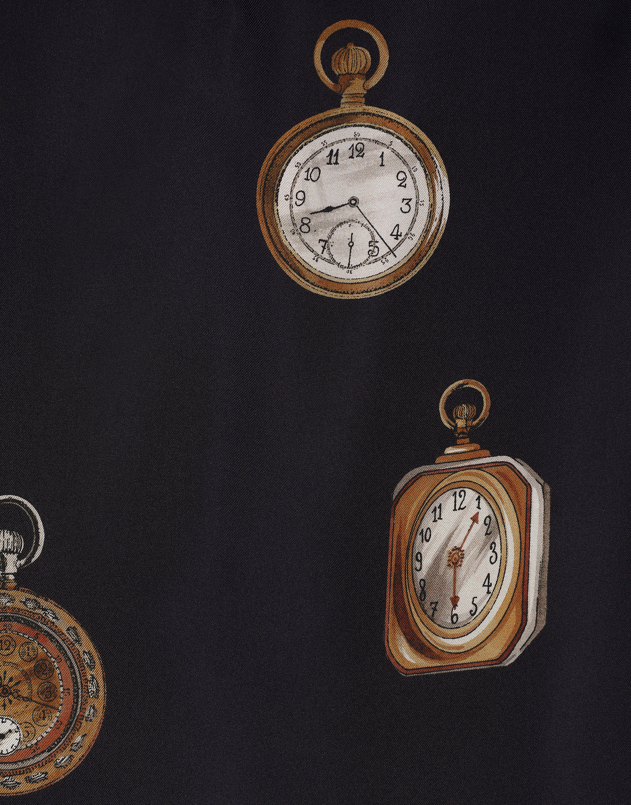 Watch-print silk polo-shirt