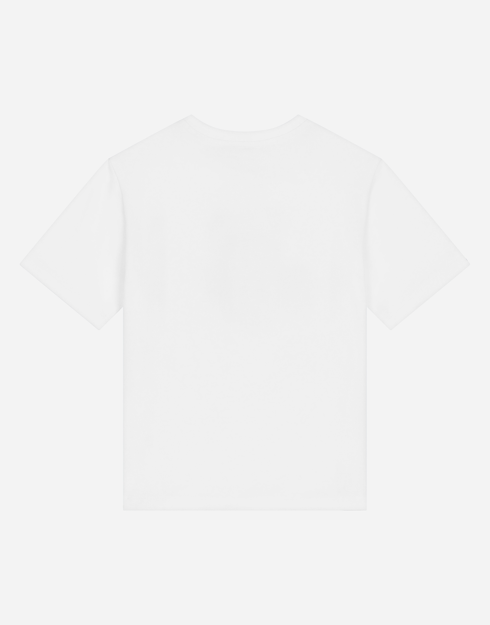 DOLCE & GABBANA SHORT-SLEEVED JERSEY T-SHIRT WITH FUSIBLE RHINESTONES AND PRINT