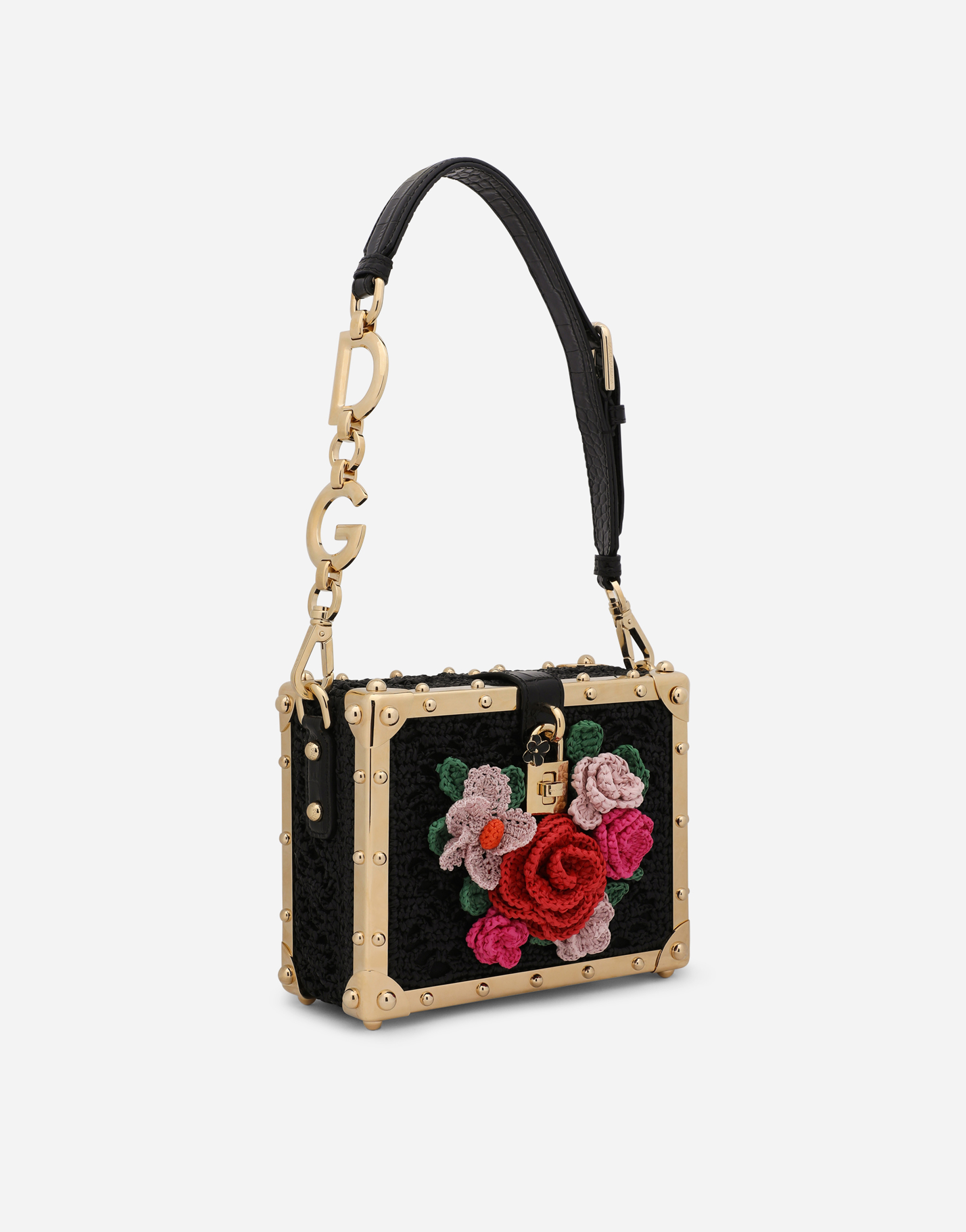 Dolce & Gabbana Raffia Crochet Dolce Box Bag In Multicolor