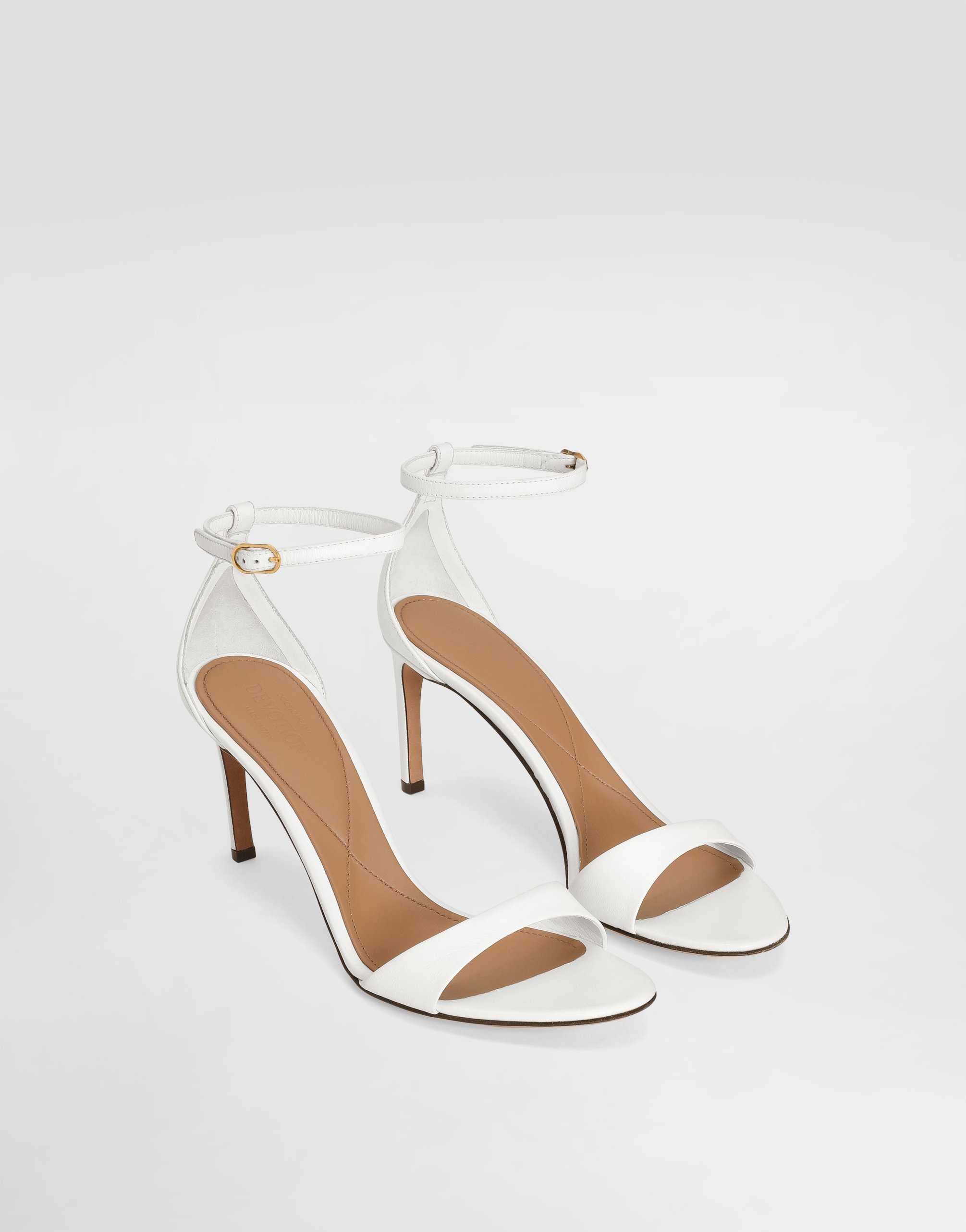 Dolce & Gabbana Polished Goatskin Sandals In White