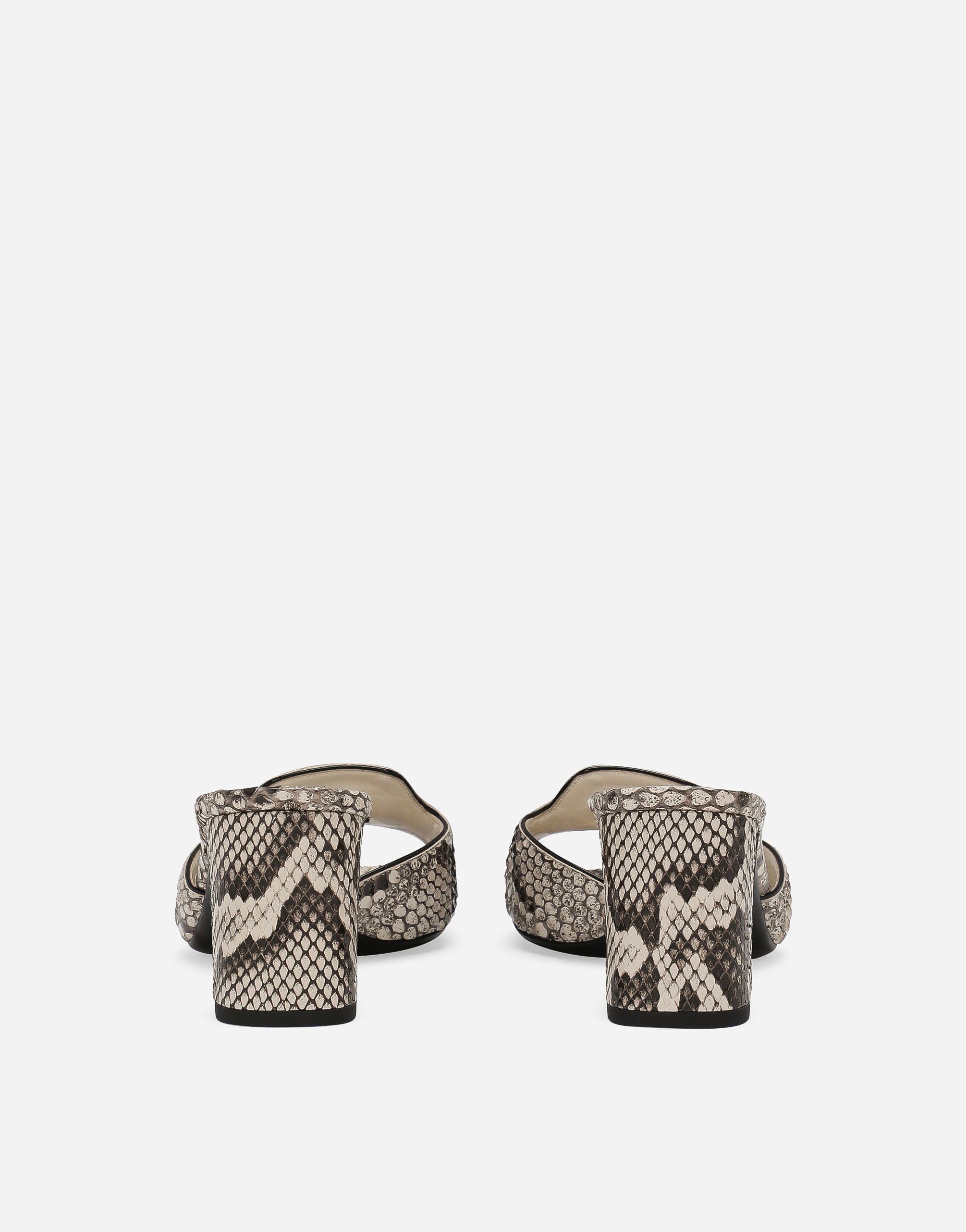 Dolce & Gabbana Abaya 60 Python Leather Mules In Grey