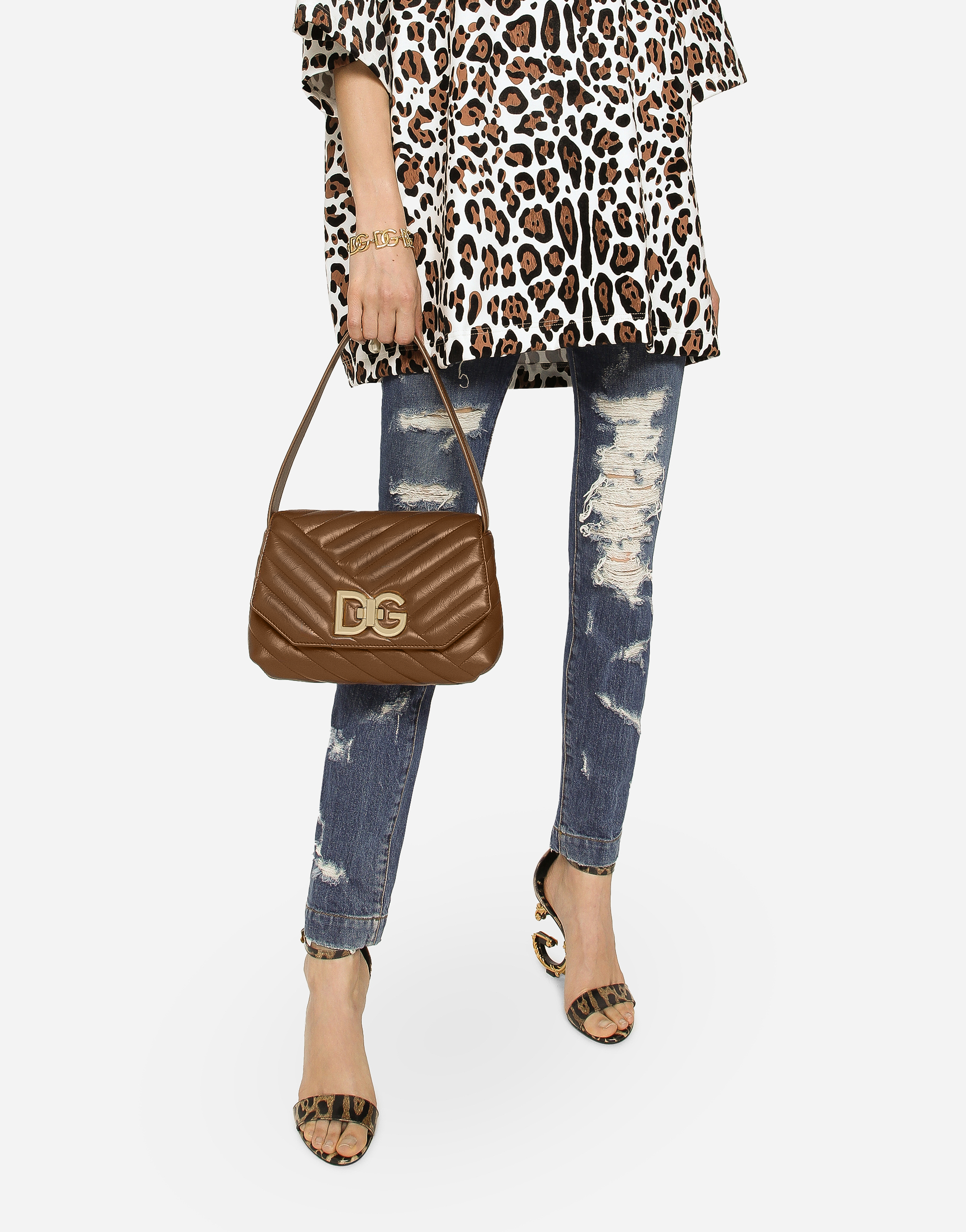 Shop Dolce & Gabbana Lop Shoulder Bag In Beige