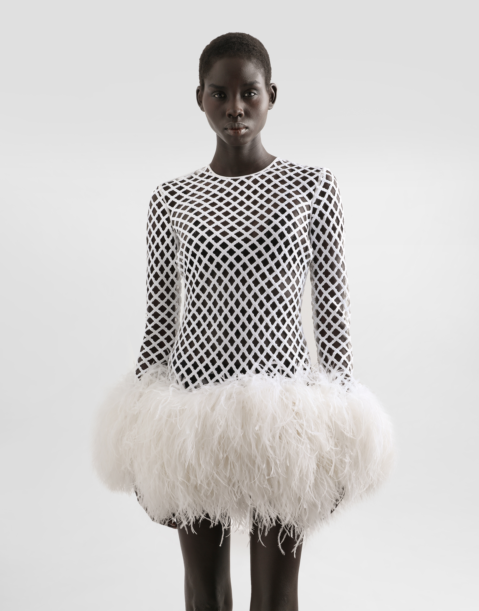 Short mesh dress with sequins