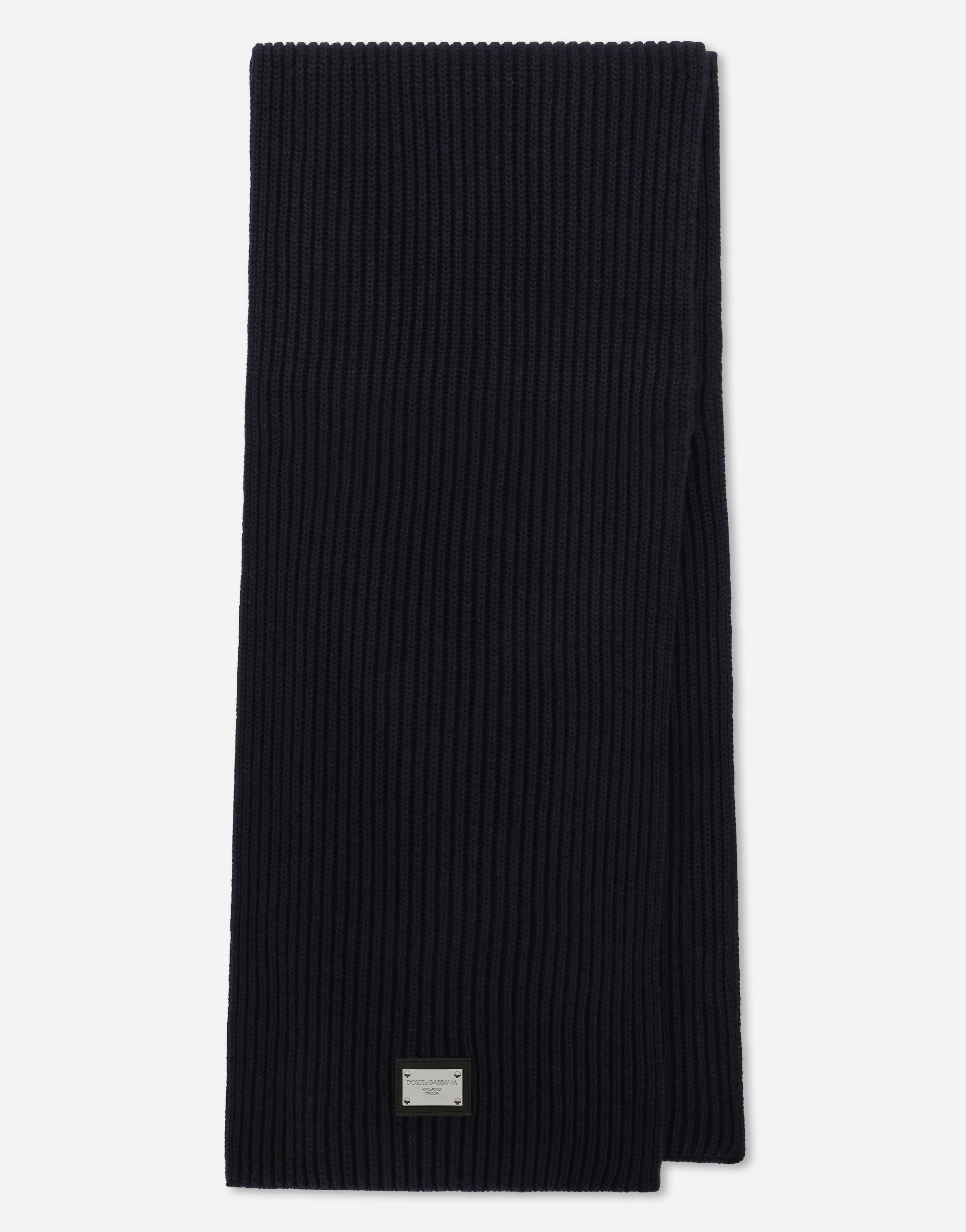 Dolce & Gabbana Wool Scarf With Dg Patch - Man Scarves And Silks Blue Wool Onesize