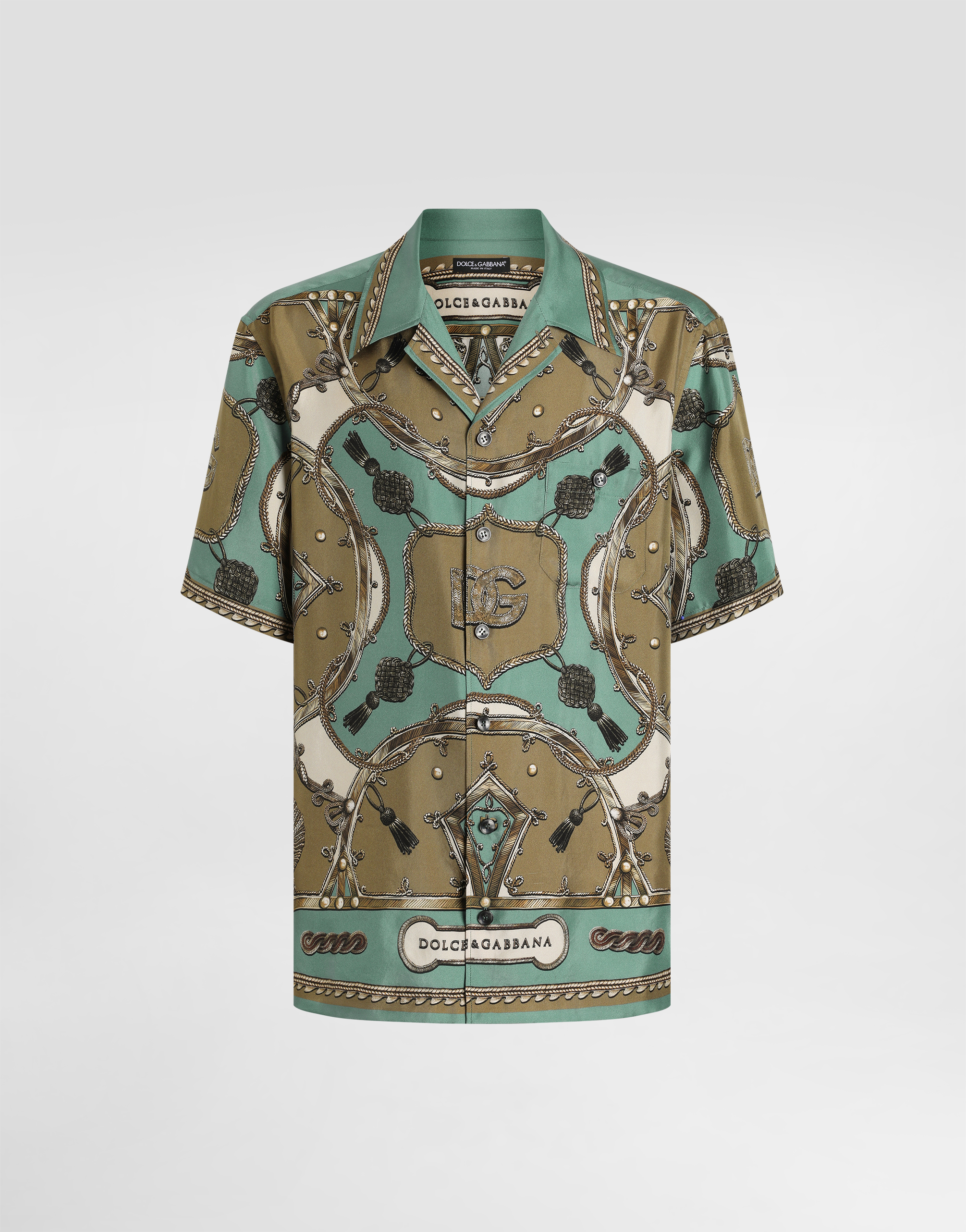 DOLCE&GABBANA　トラとオウムのプリントポロシャツ Cotton polo-shirt with leopard print in Print for Men