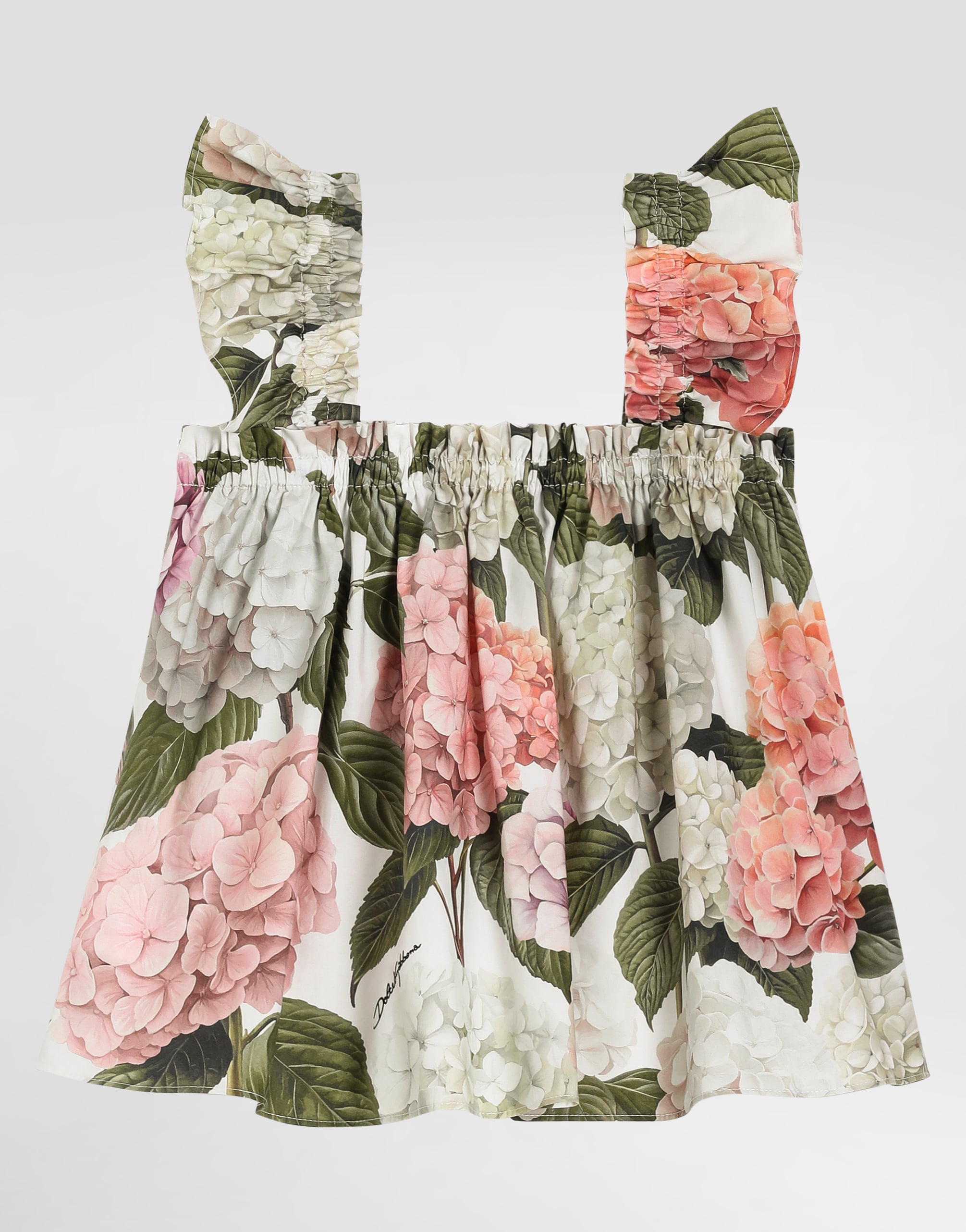 Dolce & Gabbana Floral Ruffled Cotton Poplin Top In Multi