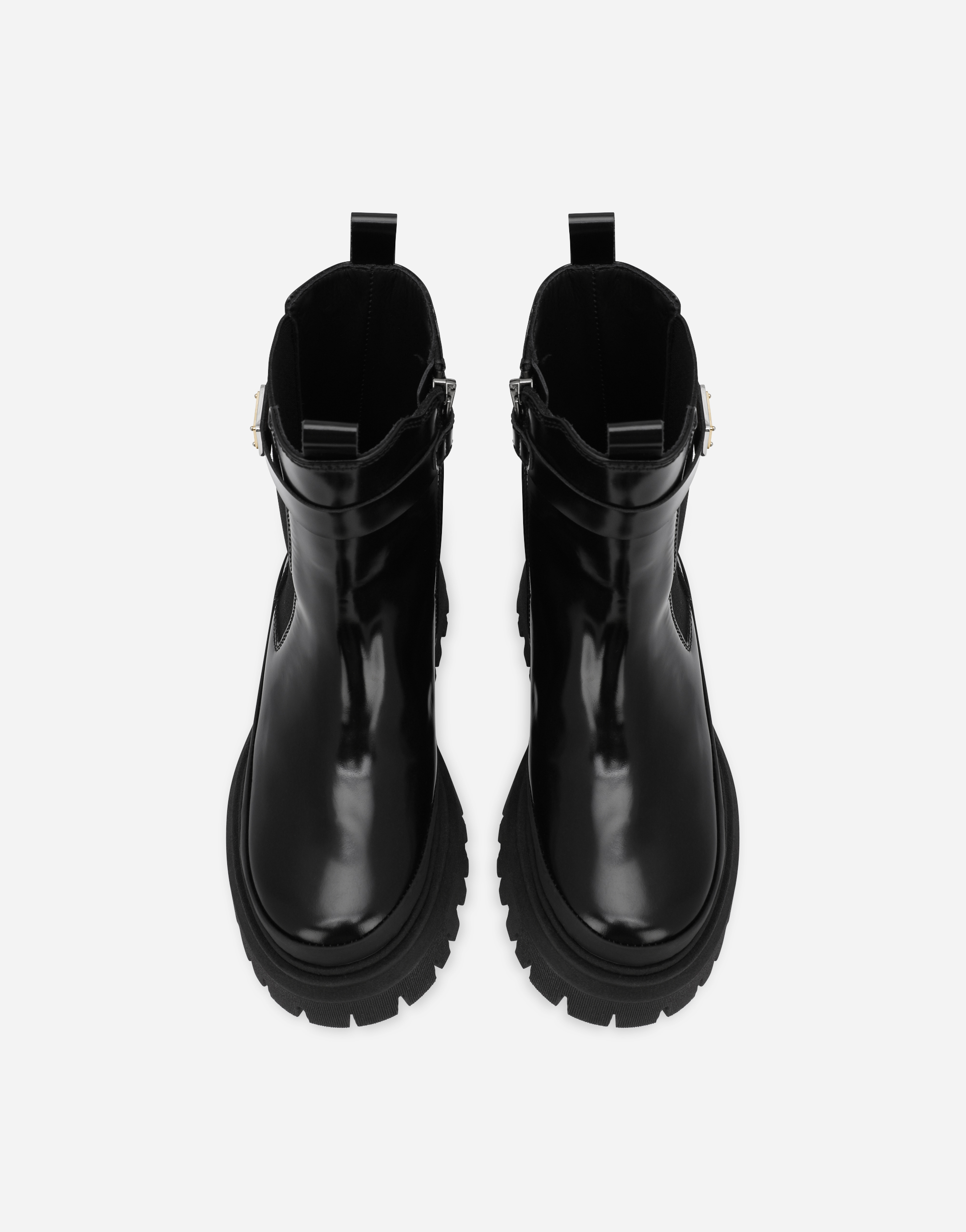 Dolce & Gabbana Calfskin Boots With Logo Tag In Black