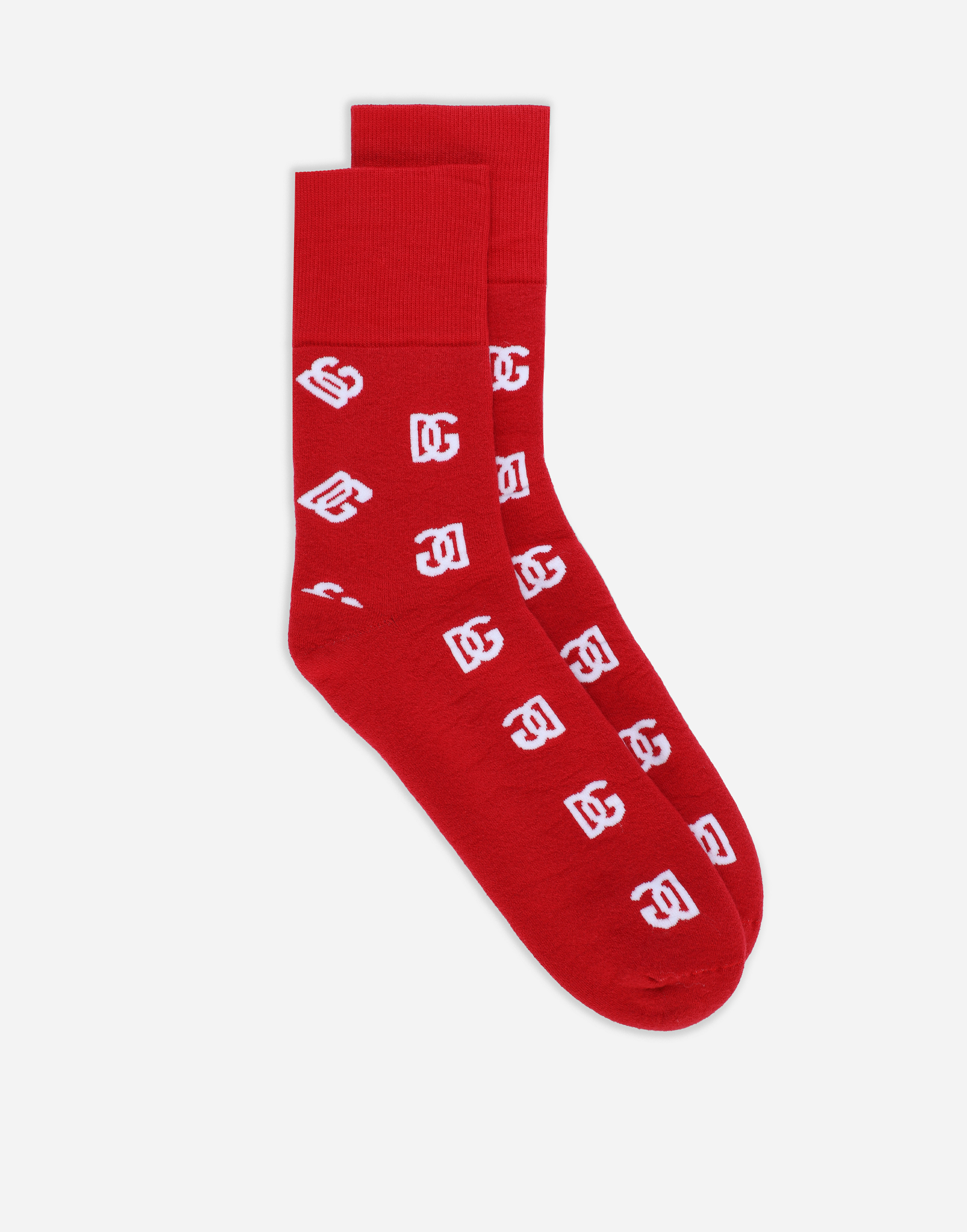 DOLCE & GABBANA STRETCH COTTON JACQUARD SOCKS WITH DG MONOGRAM