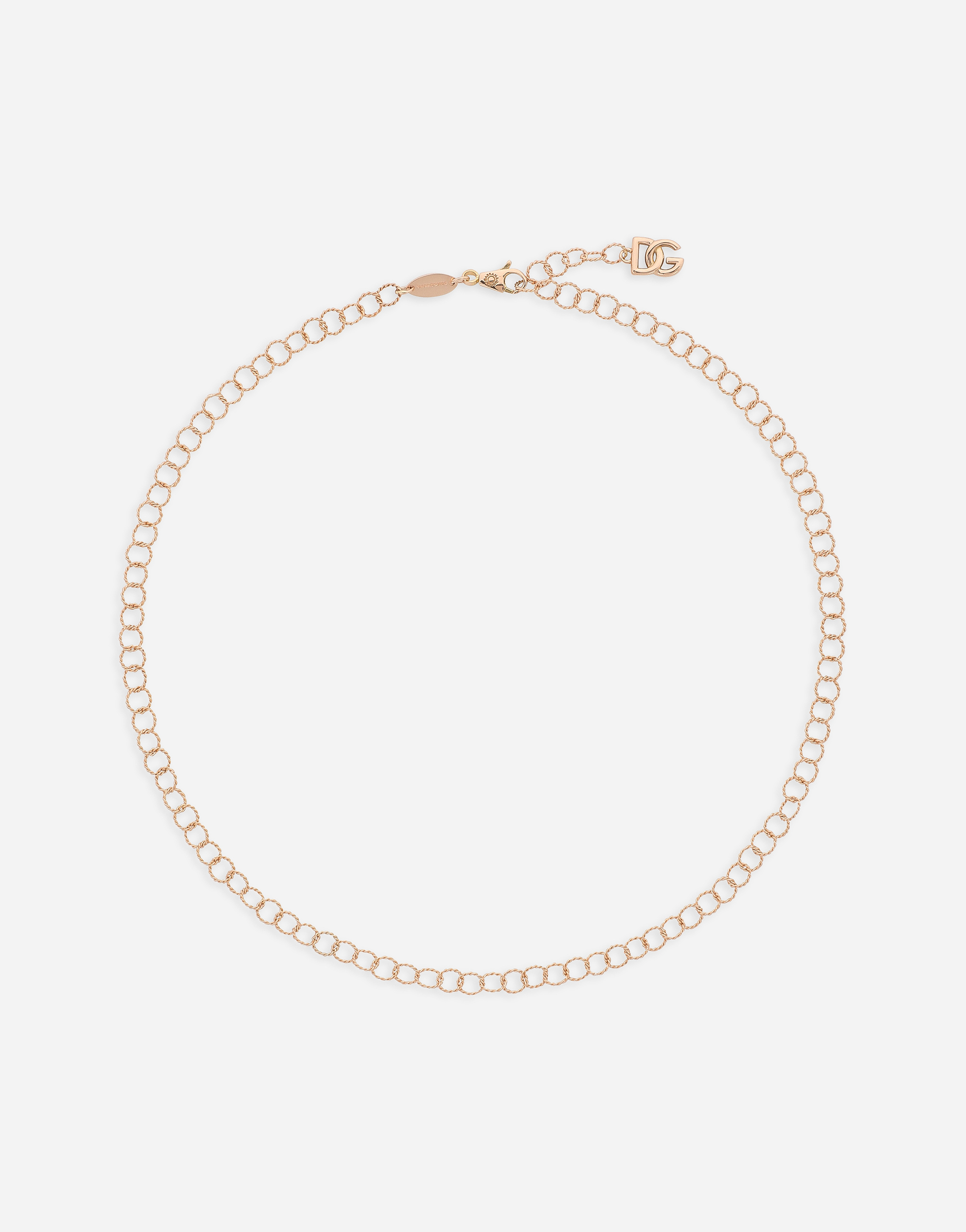 Dolce & Gabbana Twisted Wire Chain Necklace In Red Gold 18kt - Woman Necklaces Red Onesize