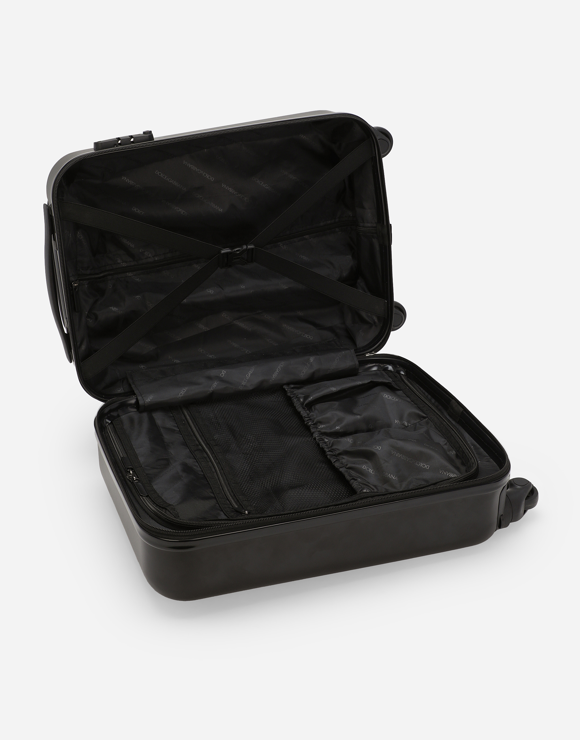 Dolce & Gabbana Hard Case Trolley With Dg Logo In Black