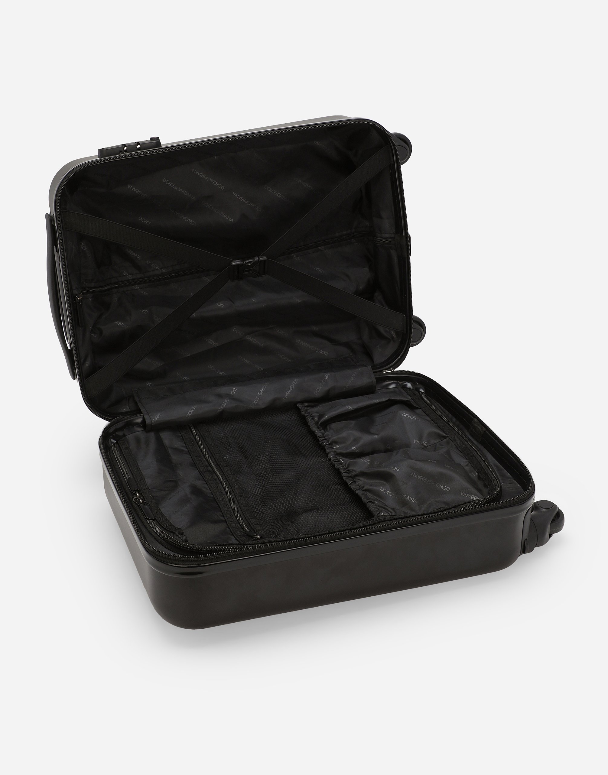Dolce & Gabbana Hard Case Trolley With Dg Logo In Black