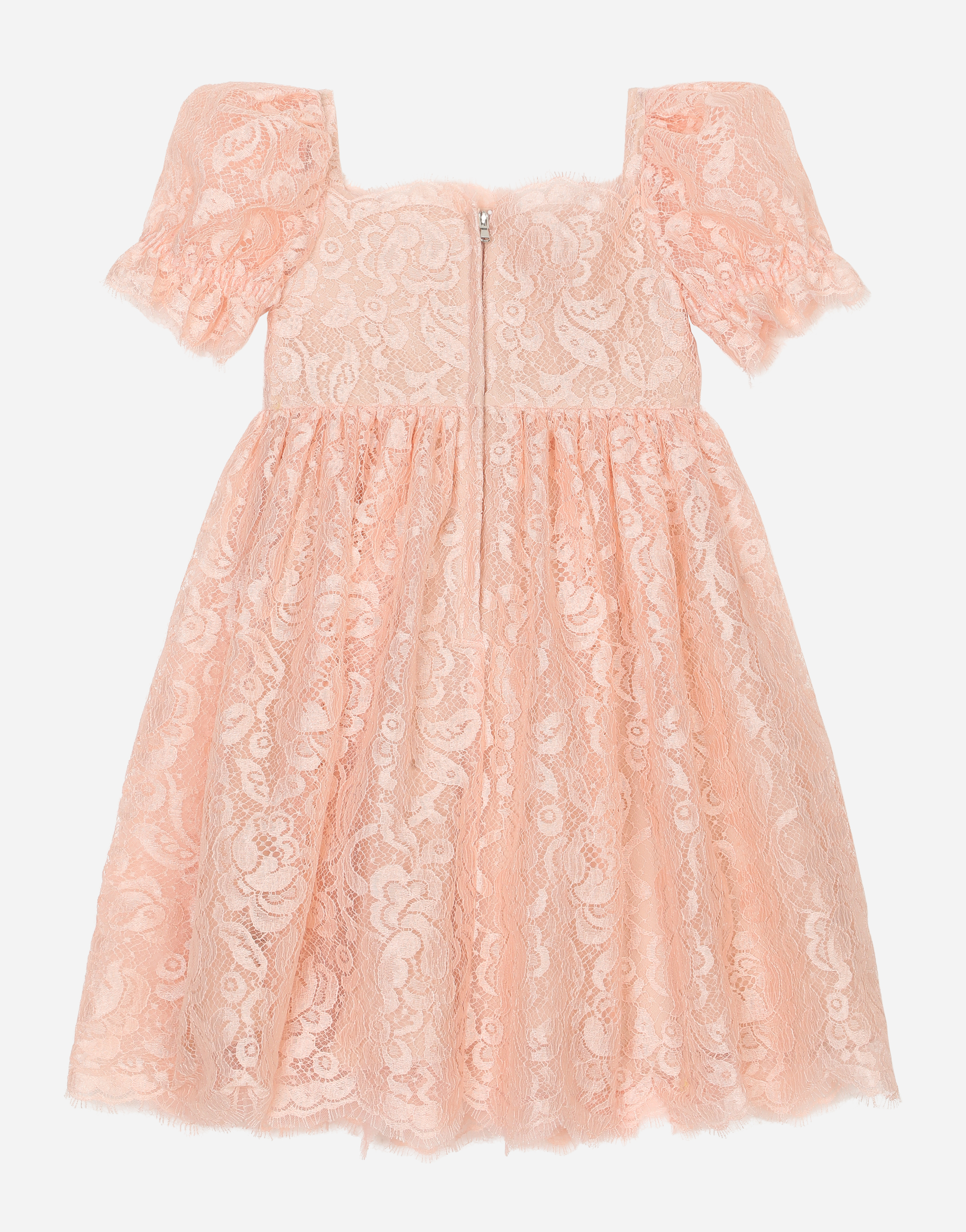 Dolce & Gabbana Short-sleeved Lace Dress In Pink