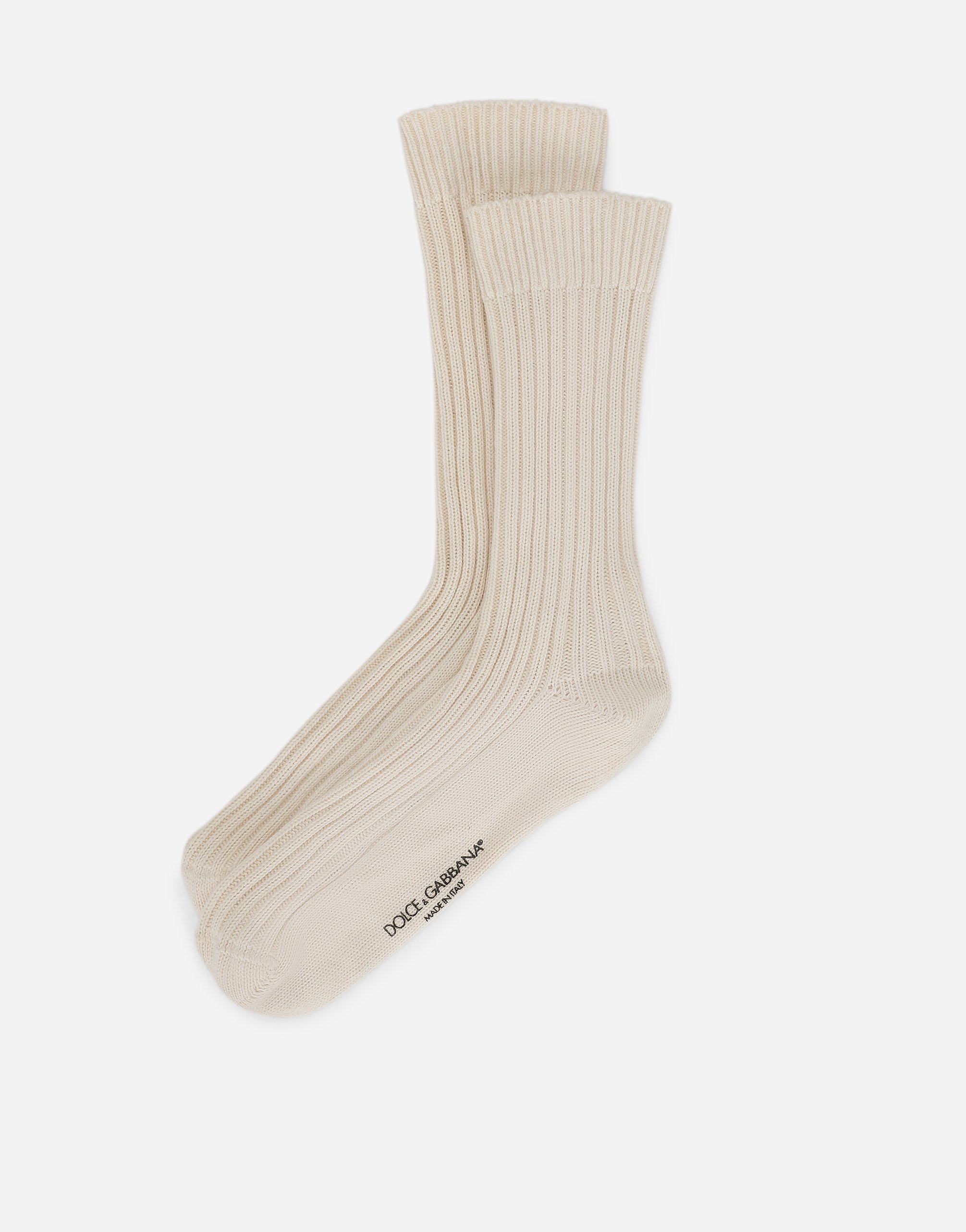 Dolce & Gabbana Ribbed Cotton And Wool Socks In Grey