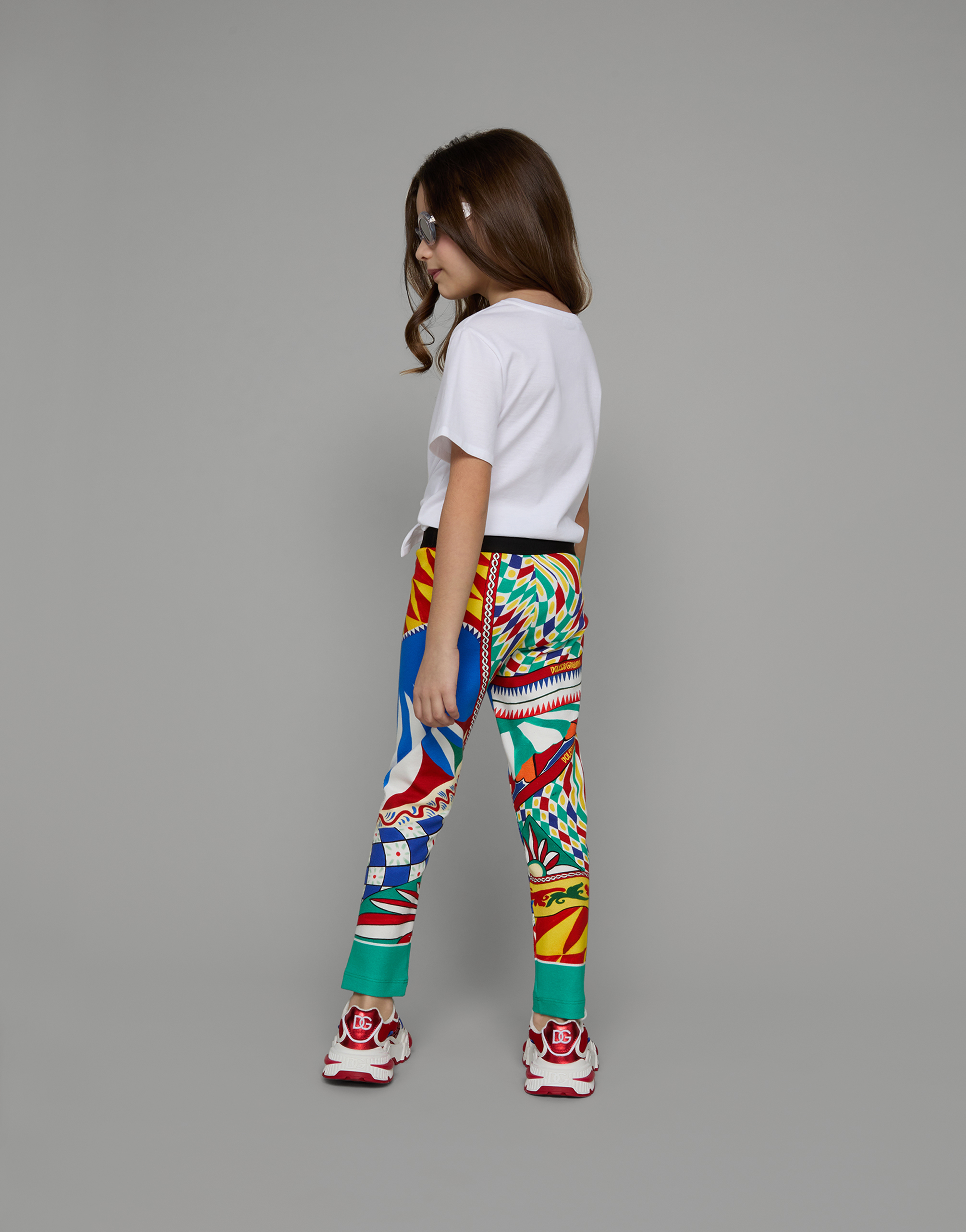 DOLCE & GABBANA CARRETTO-PRINT INTERLOCK LEGGINGS