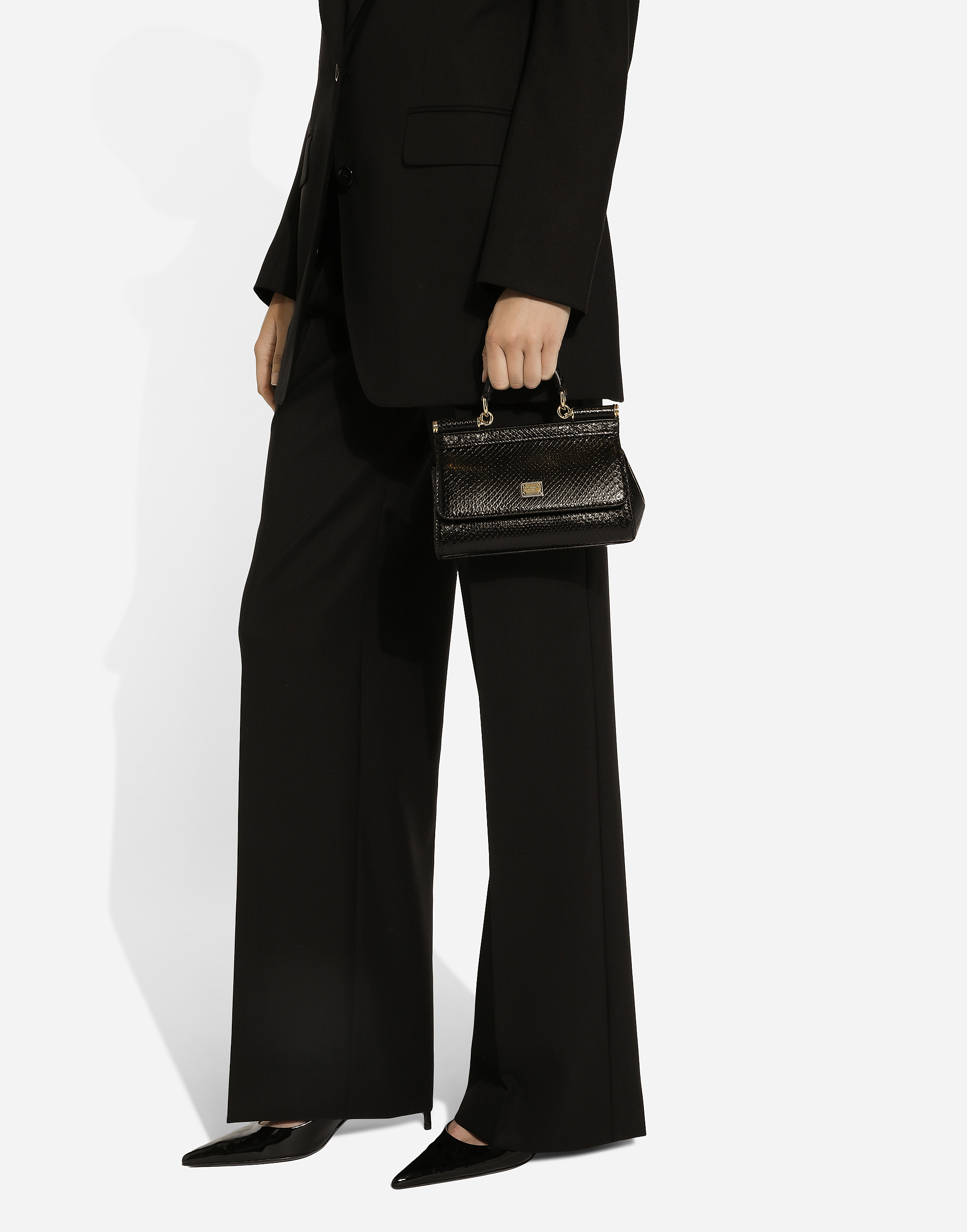 Dolce & Gabbana Small Sicily Leather Handbag In ブラック