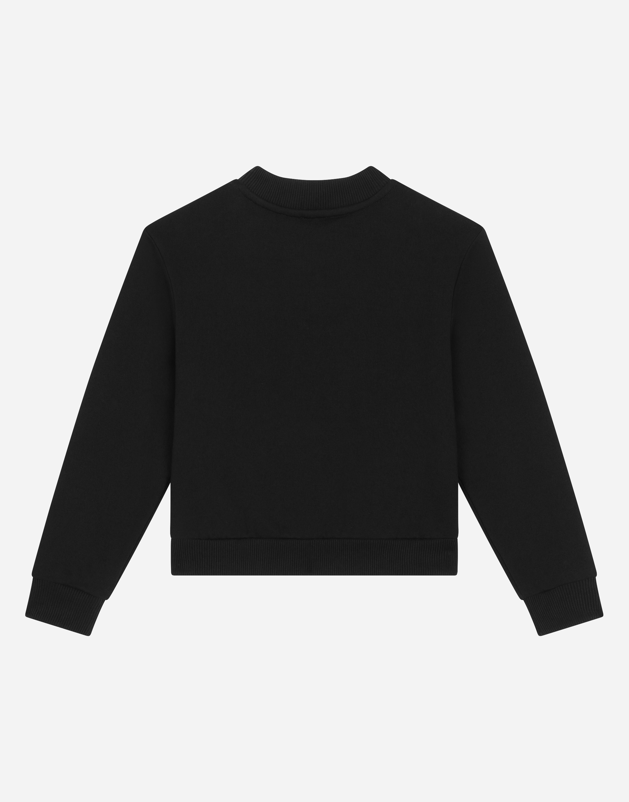 Shop Dolce & Gabbana Round-neck Jersey Sweatshirt With Flocked Print In Black