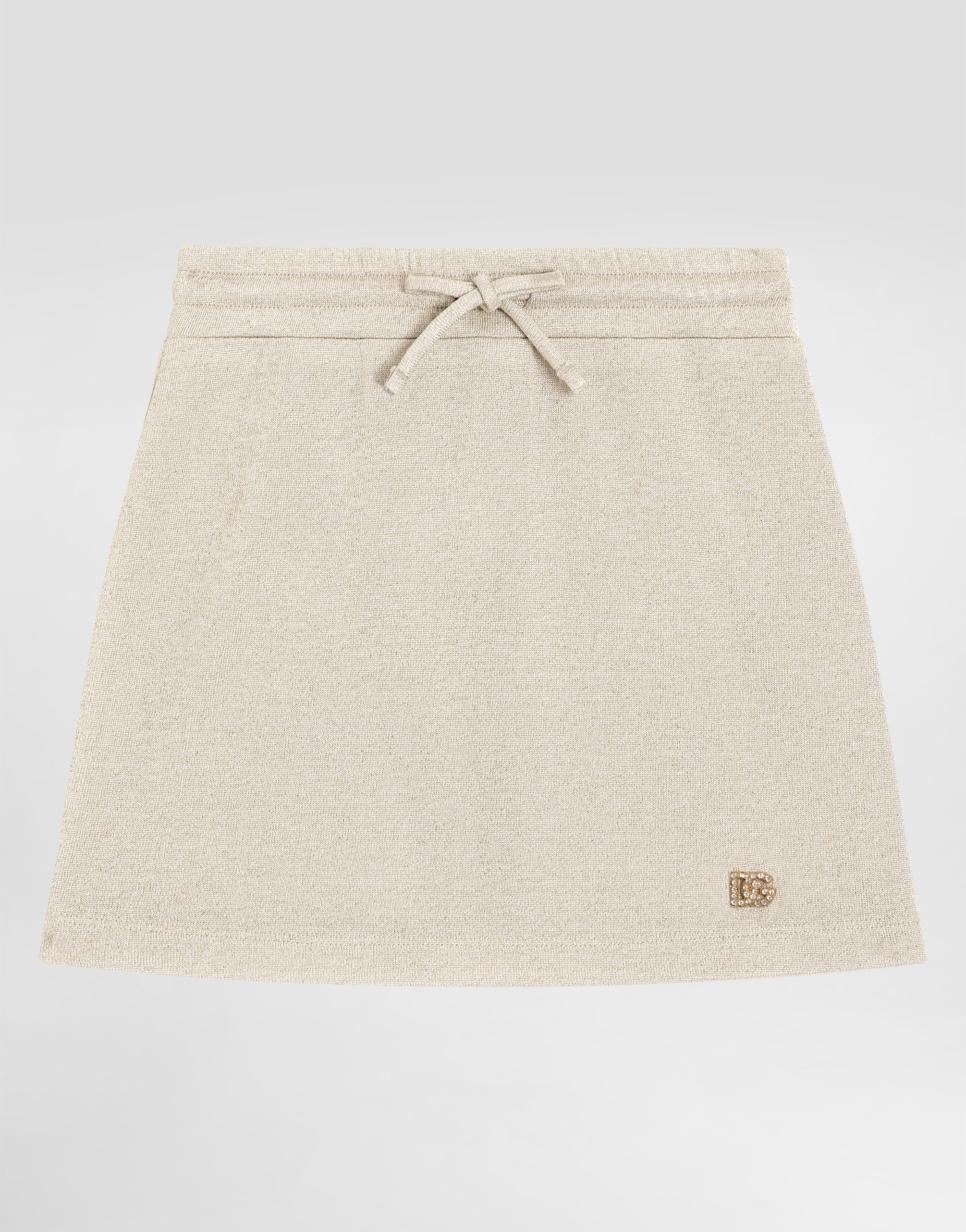 Dolce & Gabbana Lurex Jersey Skirt With Dg Logo In Gold
