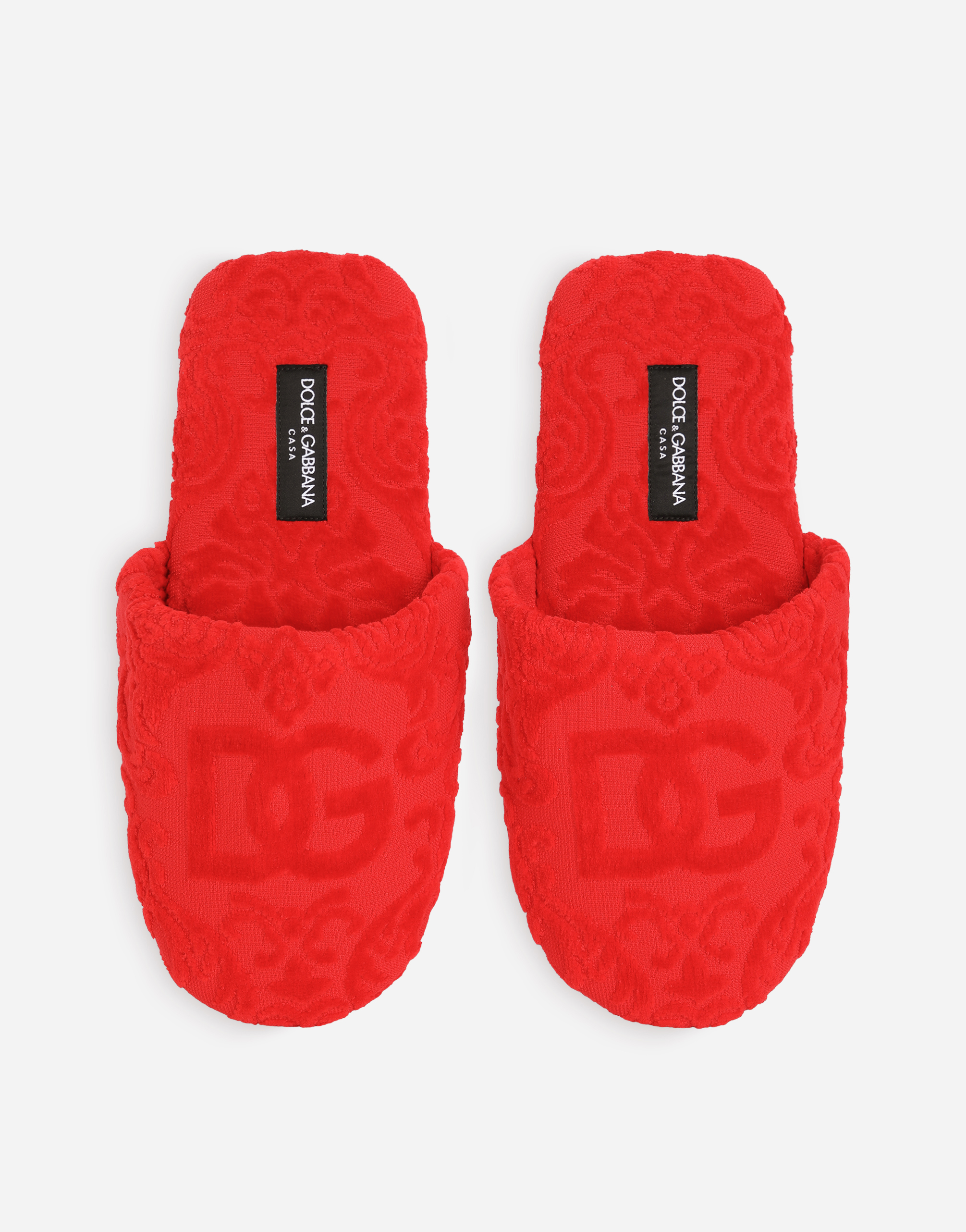 Shop Dolce & Gabbana Jacquard Cotton Terry Slippers In Multicolor