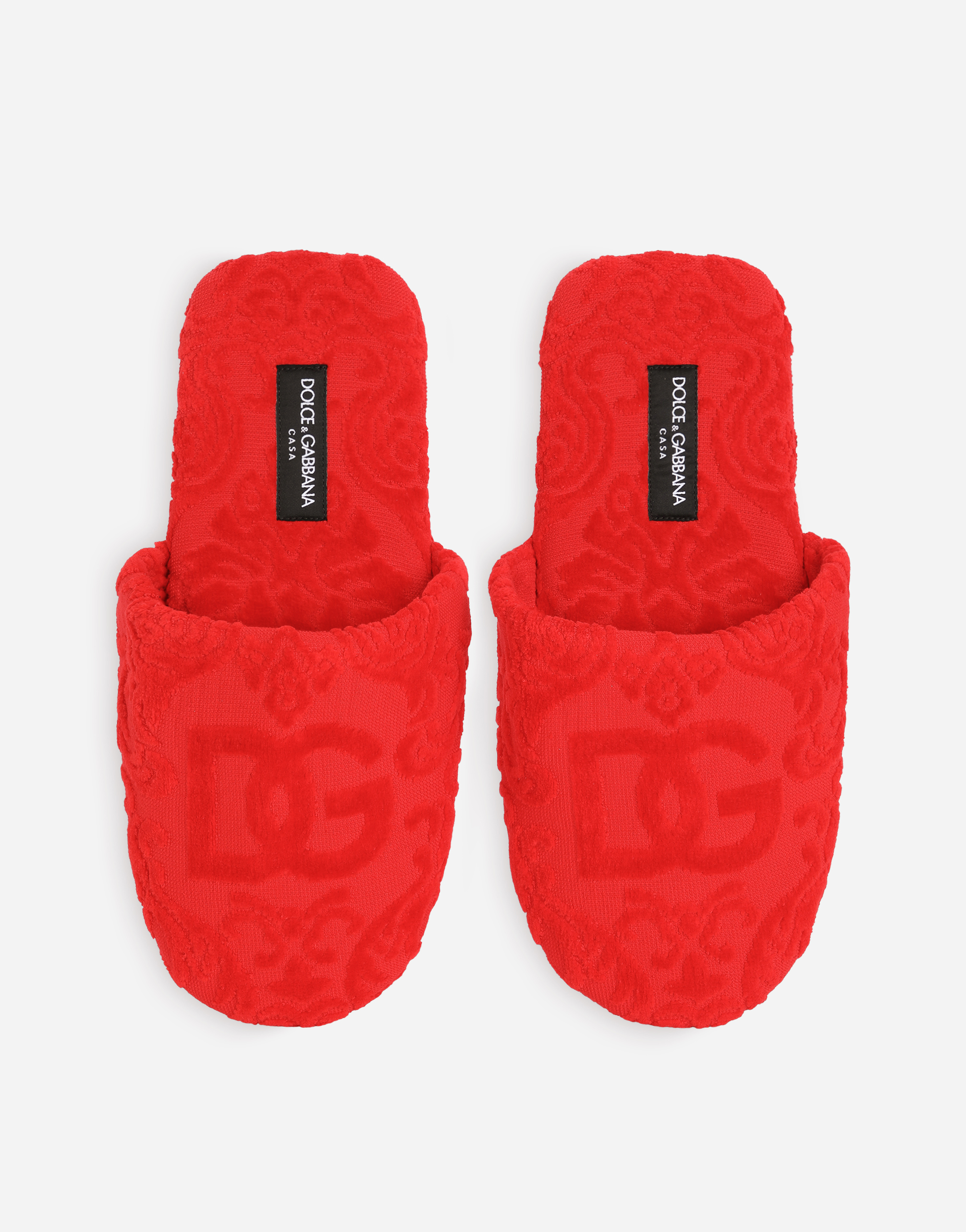 Dolce & Gabbana Jacquard Cotton Terry Slippers In Multicolor