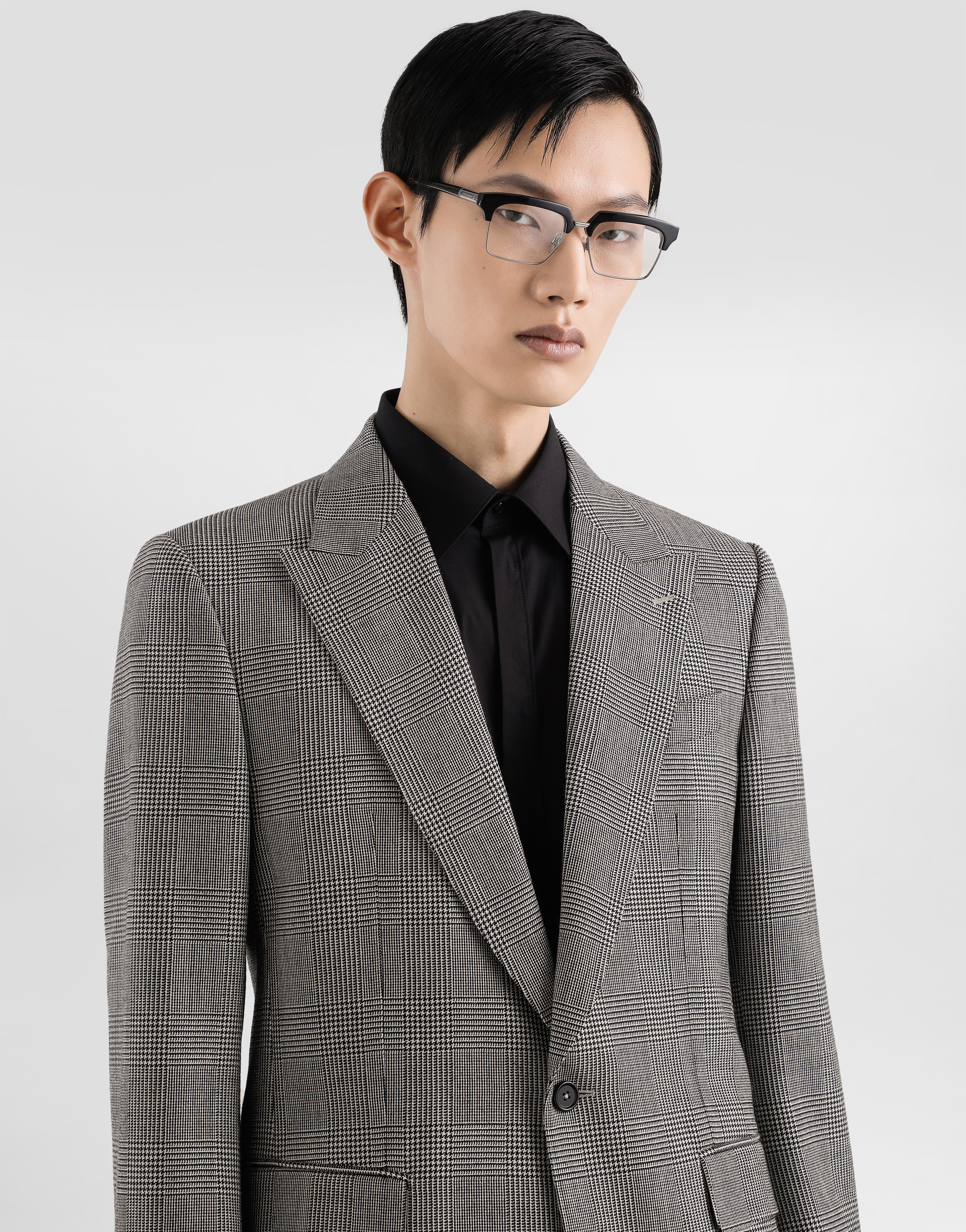 Glen plaid single-breasted sicilia light jacket
