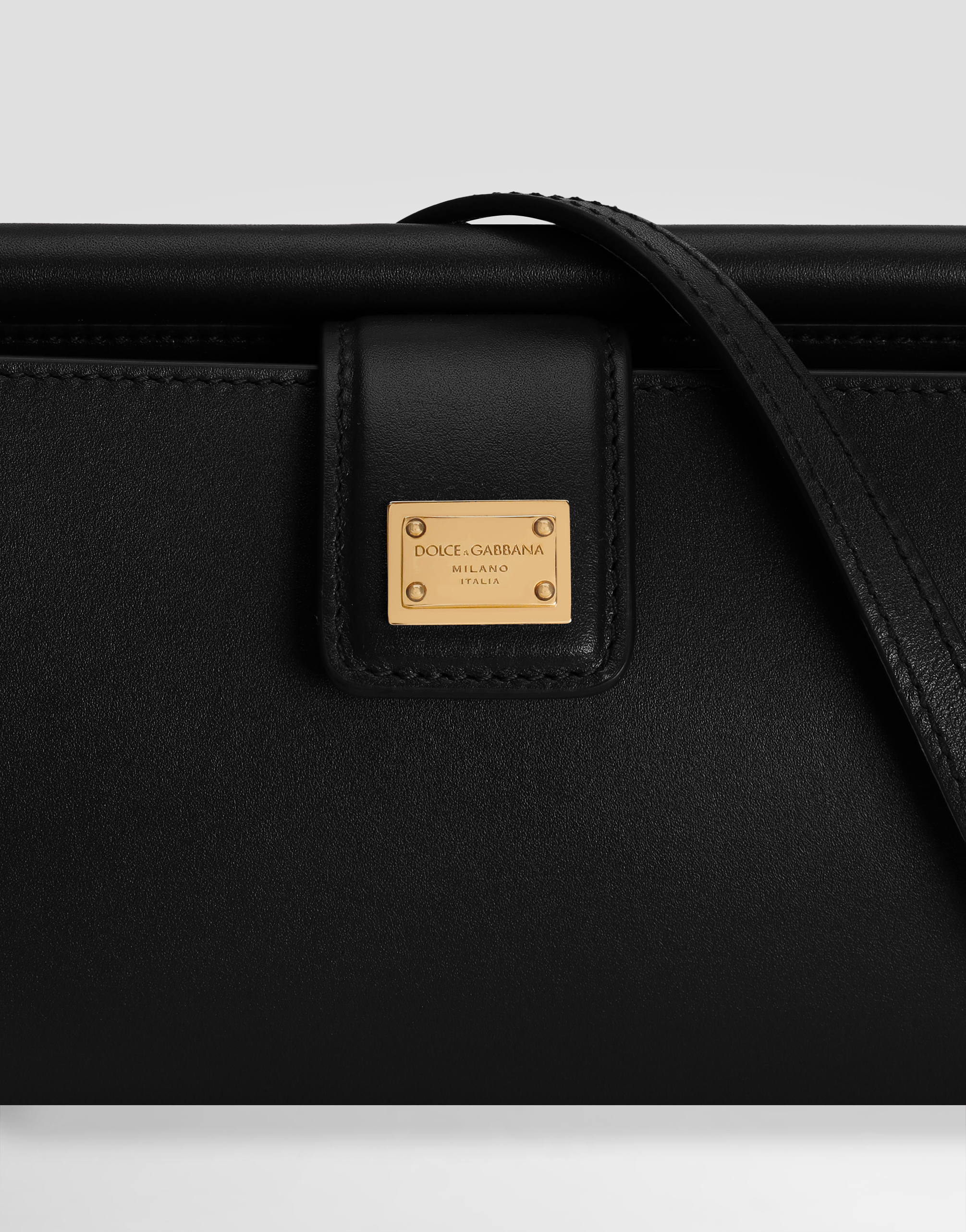 Dolce & Gabbana Plongé Calfskin Phone Bag In Black