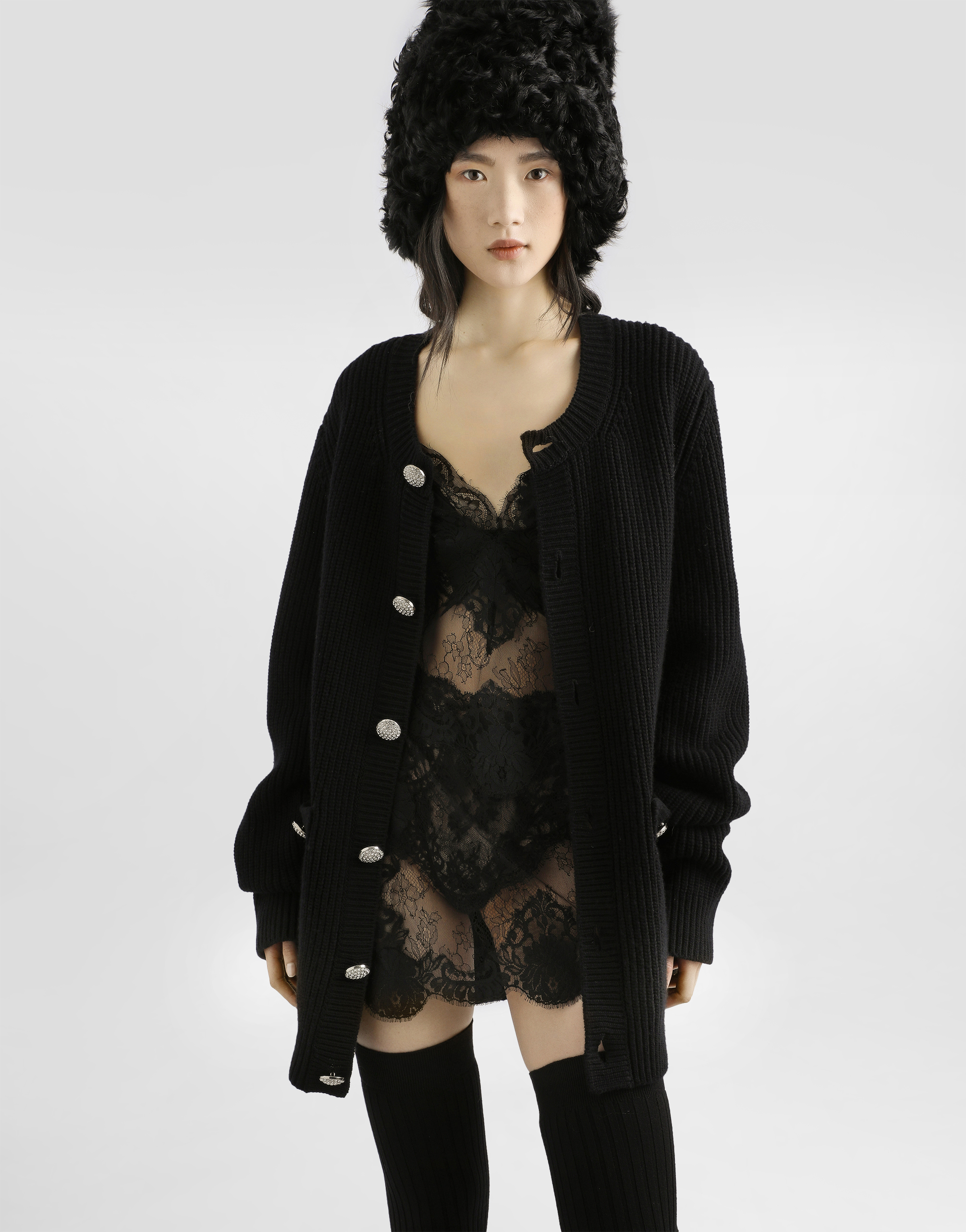 Dolce & Gabbana Jewel Buttons Cardigan Sweaters And Cardigans Black In Black