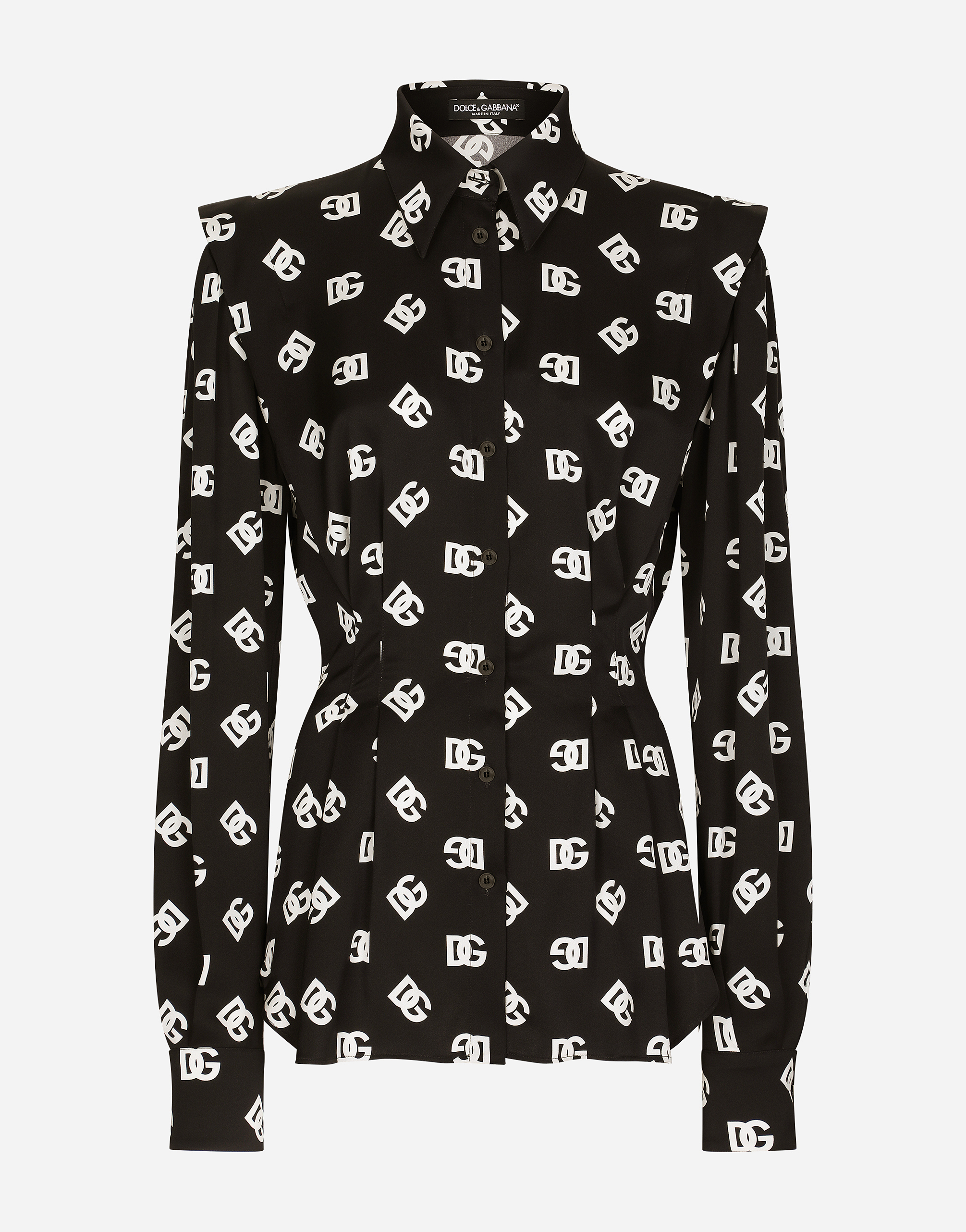 Dolce & Gabbana Logo Silk-blend Charmeuse Shirt In Multicolor