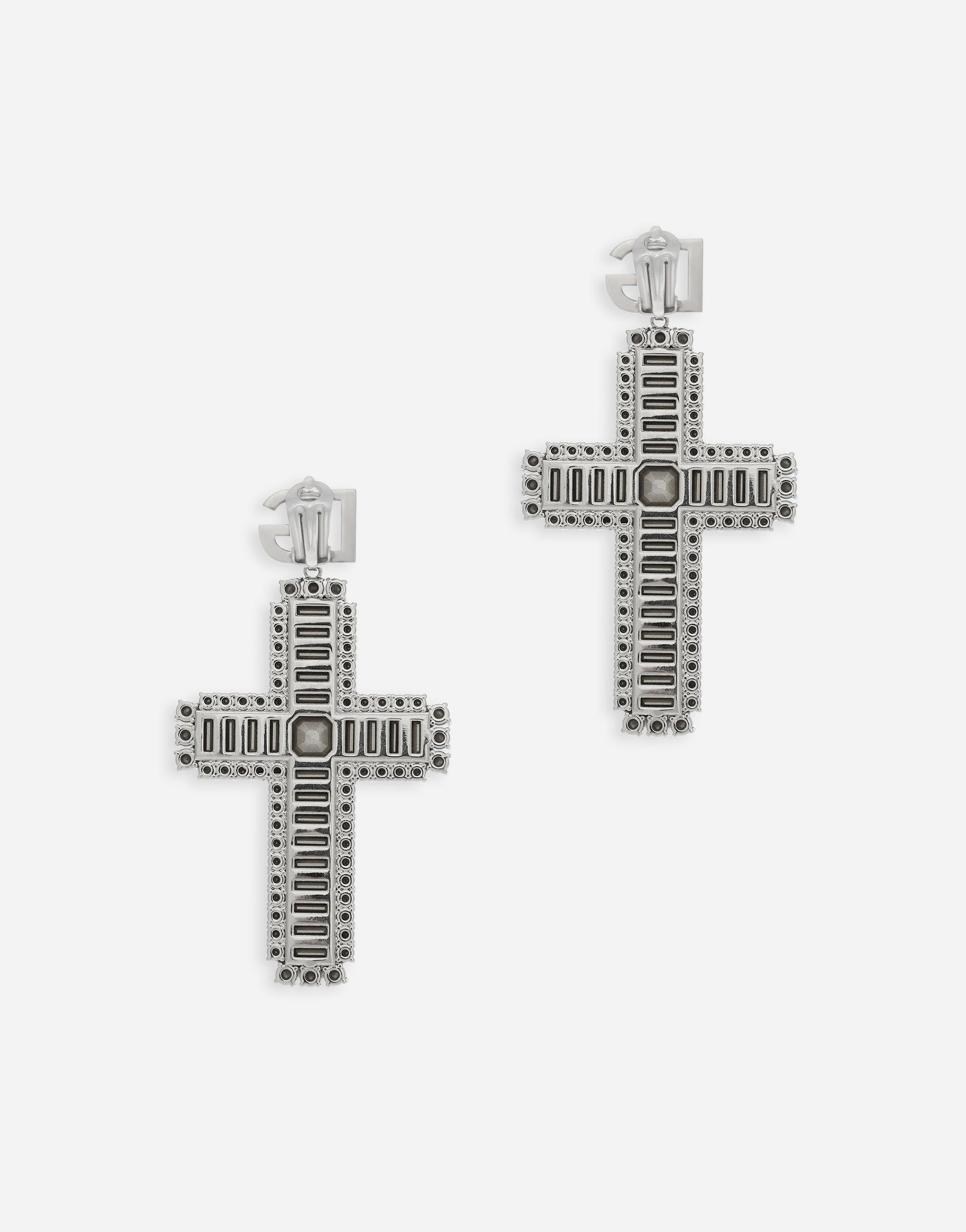 Dolce & Gabbana Cross Earrings With Rhinestone Accents In Crystal